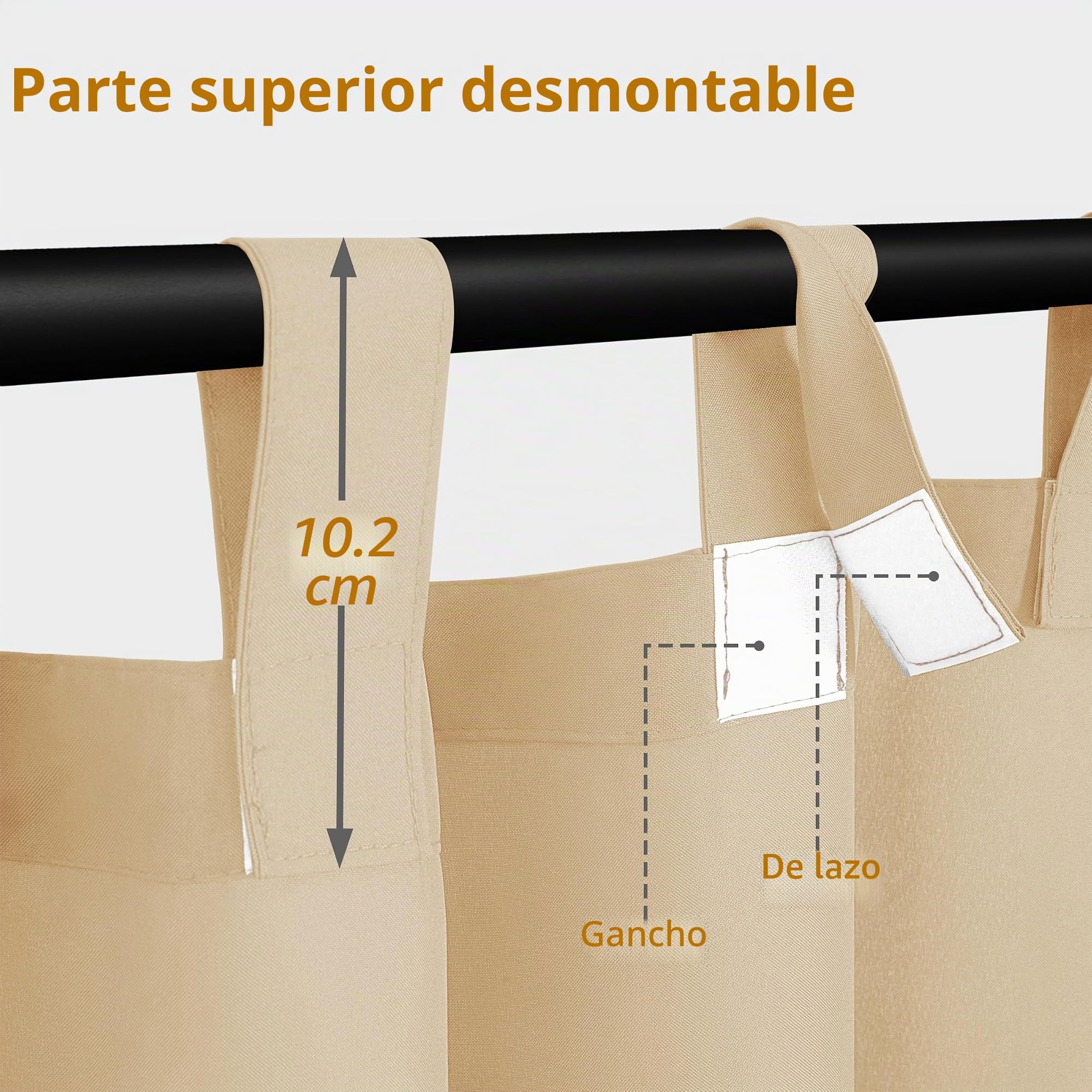 Easy-Going Cortinas de patio al aire libre, con pestaña superior, resistente al viento, a la intemperie, para cabaña, porche, pérgola y cenador, cortina con pestaña inferior, 2 paneles, 54 pulgadas de