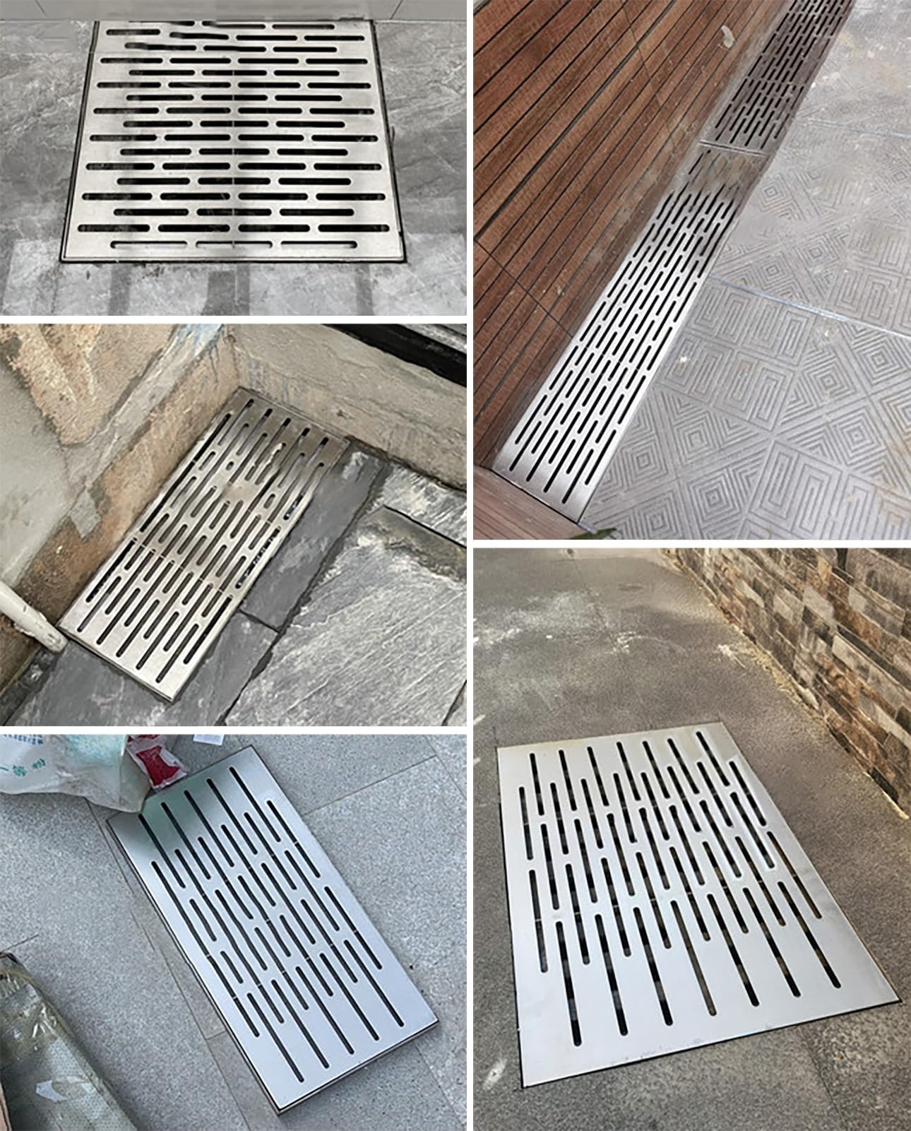 Ruszt odpływowy ze stali nierdzewnej z ramą i siatką, 60 x 50 cm, kanał deszczowy, do użytku na zewnątrz, francuski system odpływowy do filtrów garażowych, zanieczyszczeń i zapobiega zatykaniu