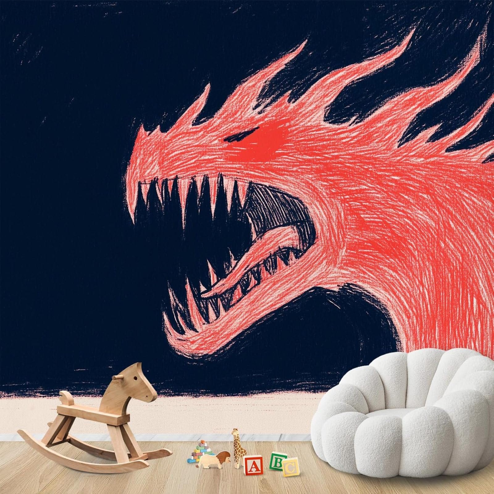 Papier peint photo dragon de feu en intissé premium format 300x210 cm