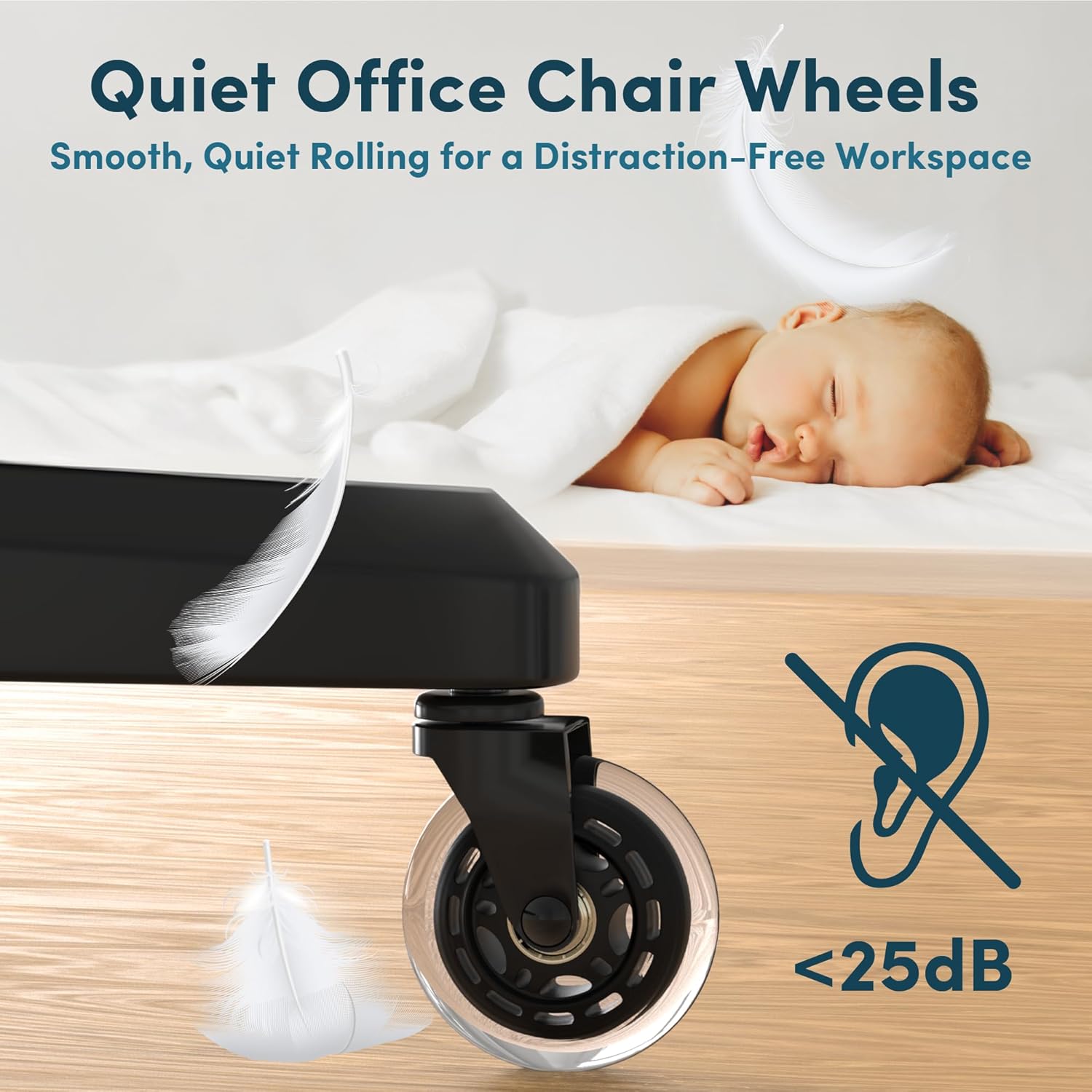 Lifelong Office Chair Wheels Replacement Rubber Chair Casters Safe for Hardwood Floors and Carpet, Set of 5, Heavy Duty Casters for Chairs Desks to Replace Office Chair Mats - Universal Size