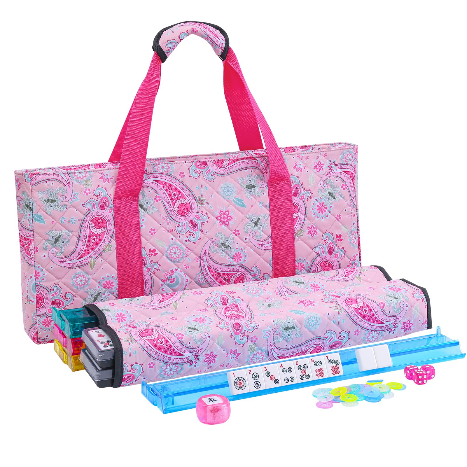 TIASUSAN Pink Printed Mahjong Set