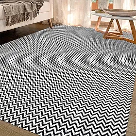 Tapete Sala Antiderrapante 1,40m x 2,50m Zig Zag (Preto)