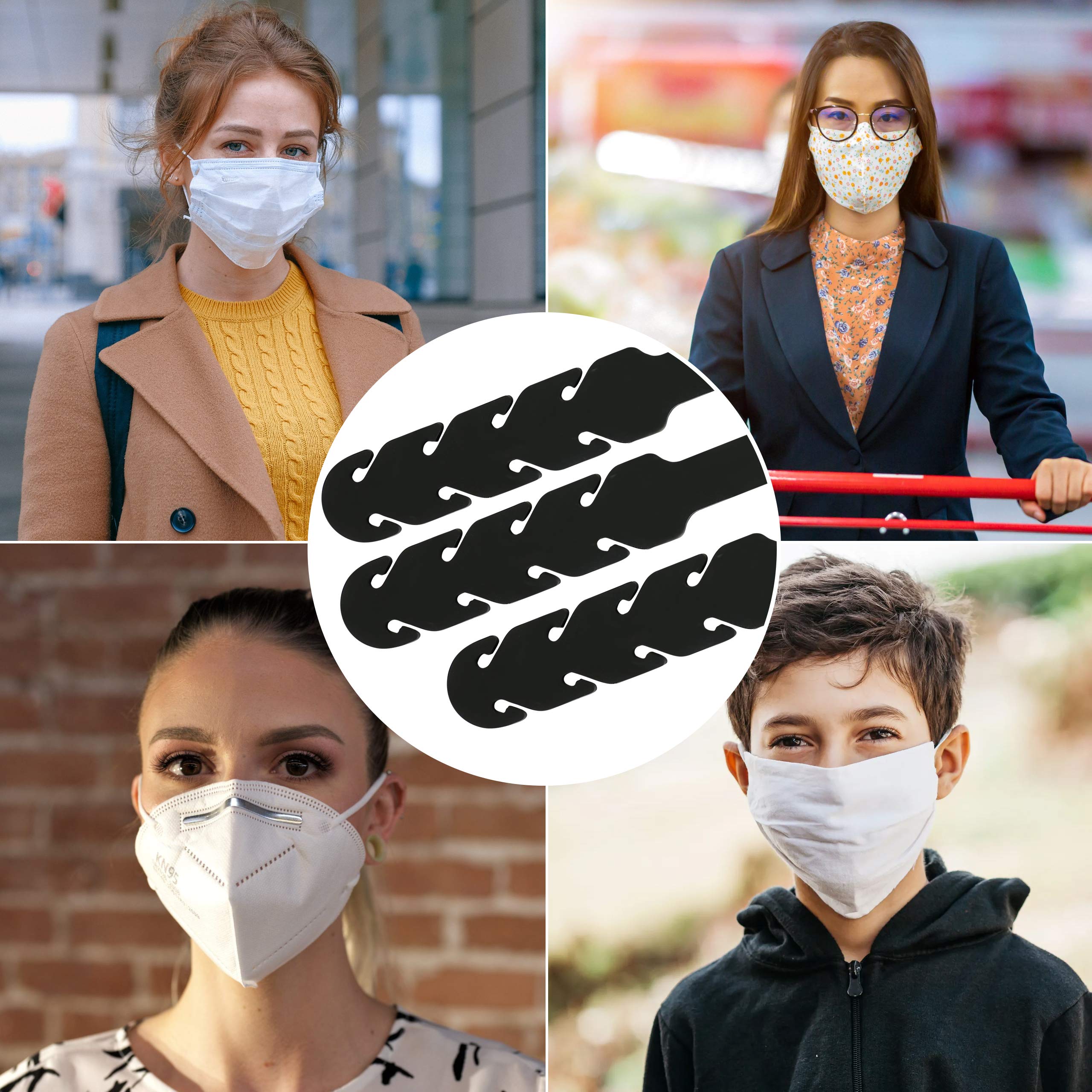 10x Maskenhaken schwarz Ohrband Silikon Verlängerungsriemen für Mundbedeckung Maskenverlängerung