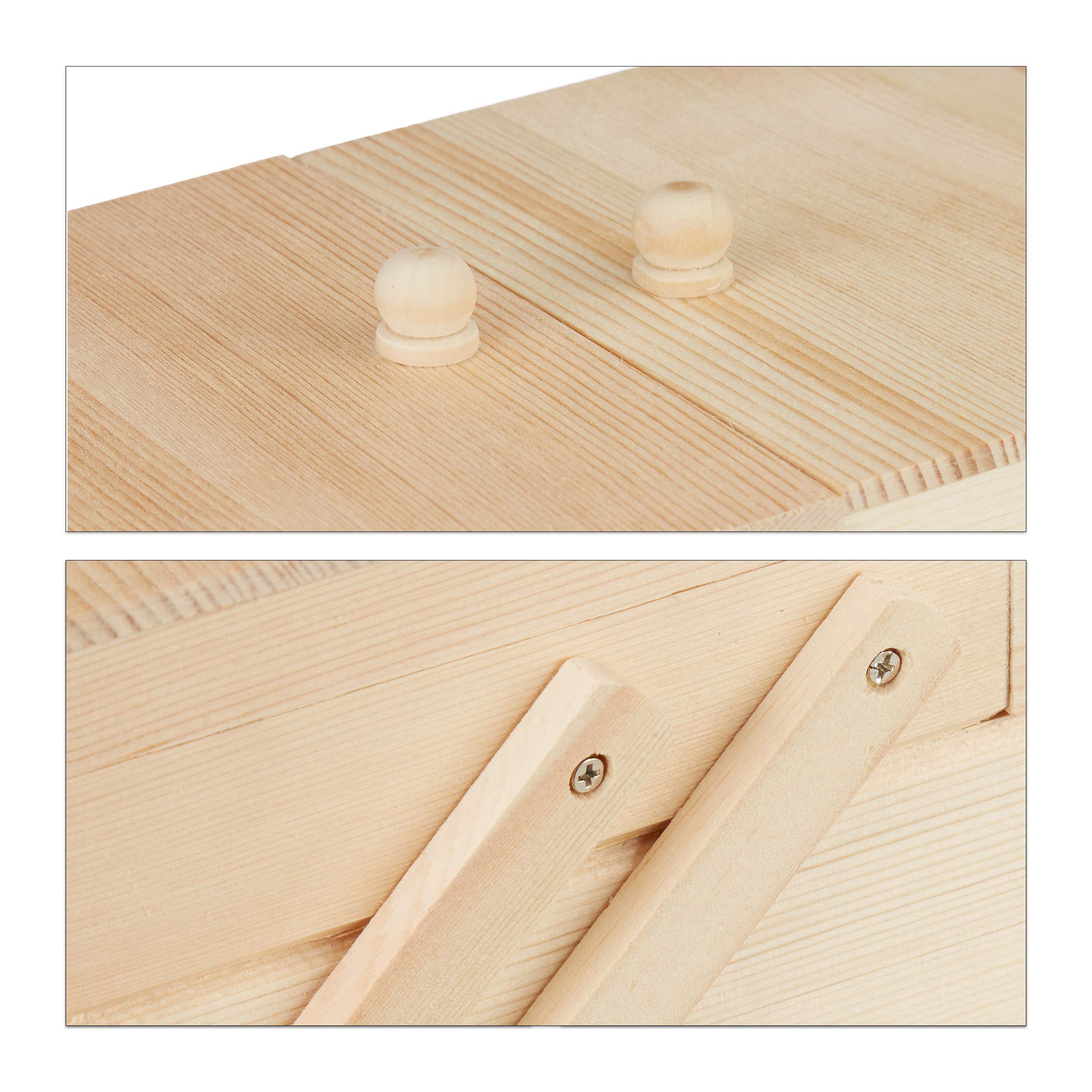 Relaxdays Scatola da Cucito in Legno, 5 Scomparti, Pieghevole, Vuota, Manici, Aspetto Naturale, 12x26x15,5 cm, Naturale
