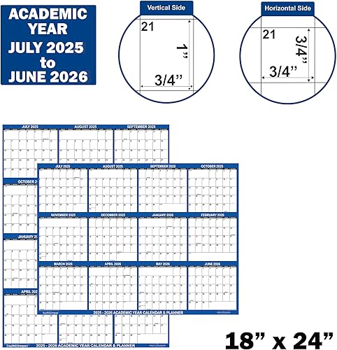 Miniatura 4 de SwiftGlimpse - Calendario académico de pared 2024-2025 de 18 x 24 pulgadas, borrado en seco, borrable, grande, laminado en húmedo y en seco,