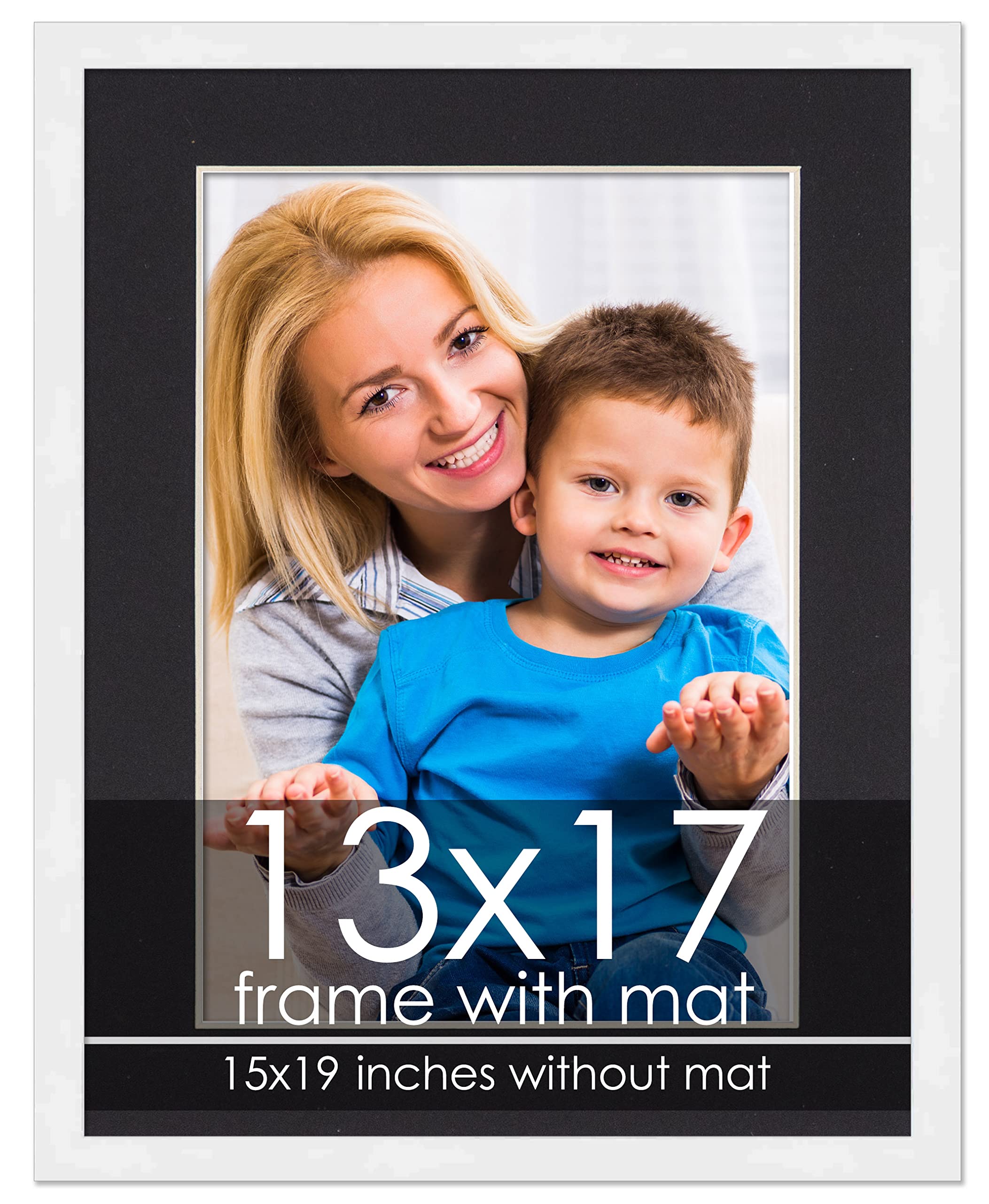Amazon.com - 13x17 Frame with Mat - White 15x19 Frame Wood Made to