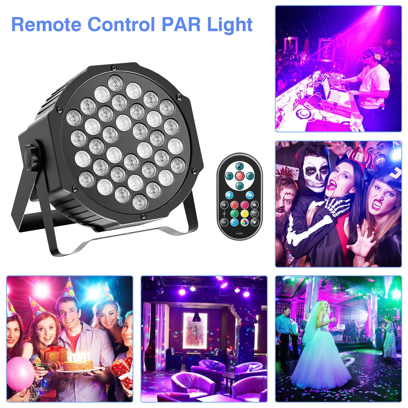 72W Bühnenbeleuchtung für den Innenbereich, RGB LED 36 Par-Lichter, DJ-Set, Deckenfluter mit Fernbedienung, DMX512-Steuerung, Soundsteuerung, für Festivals, Partys, Events, Hochzeiten, Bars 4pcs