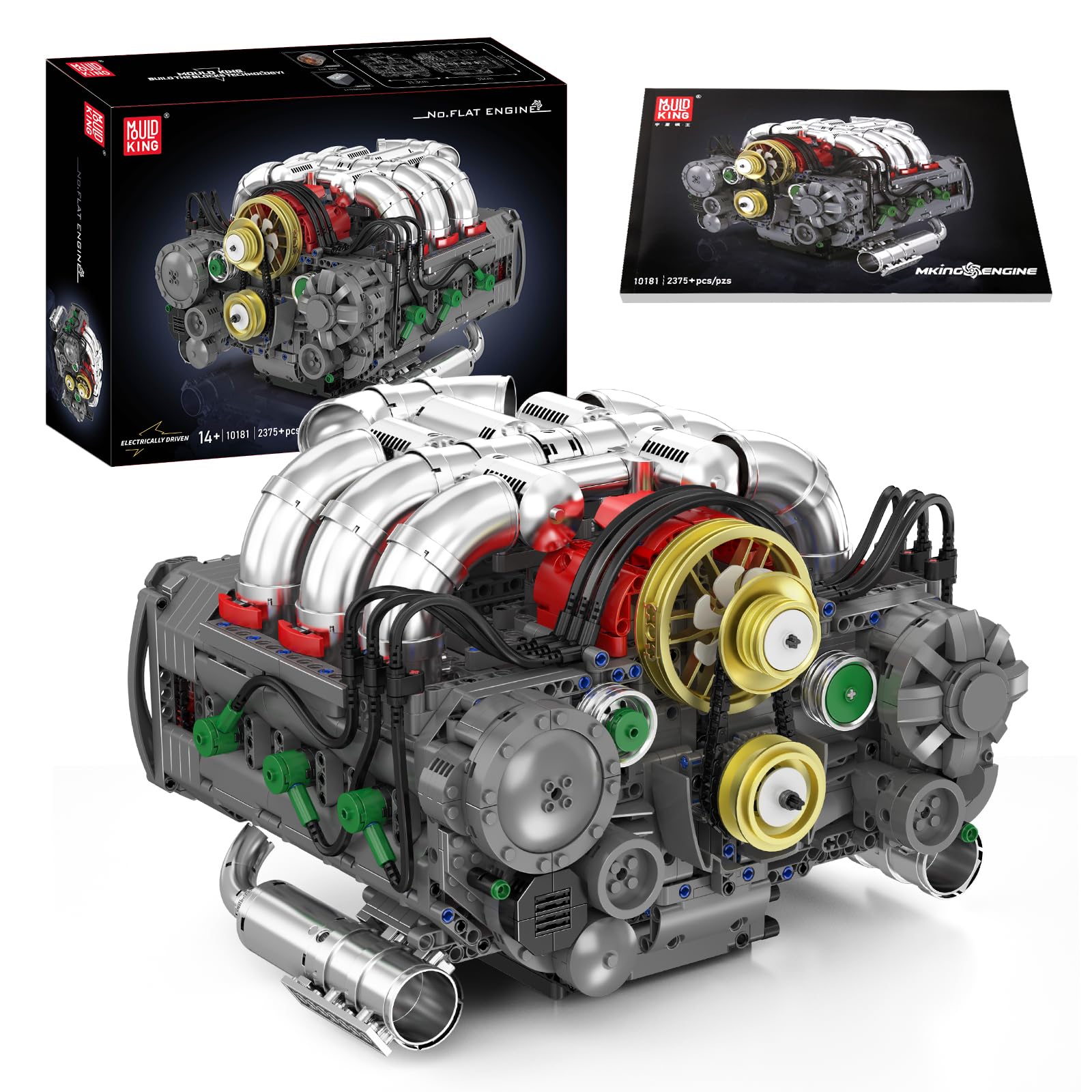 Mould King Boxer Engine Building Block Sets, Horizontal Engine Model Kit That Runs, MOC Engineering Model Building Kit with Battery and Motor, 2375 PCS