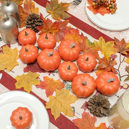 Miniatura 5 de 10 calabazas falsas para decoración de Acción de Gracias, calabazas de plástico naranja para decoración del hogar, mini calabaza artificial para