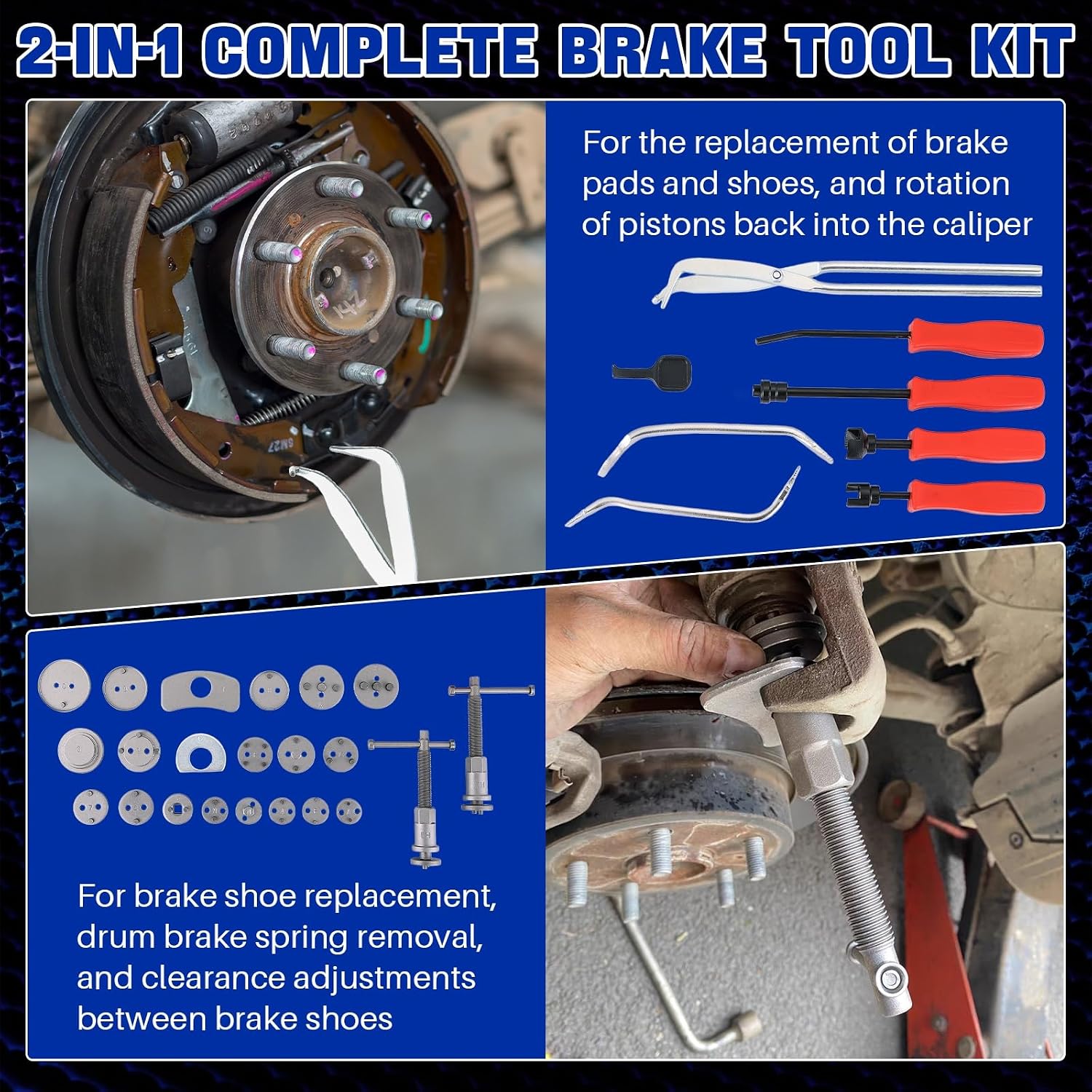 DASBET 8PCS Drum Brake Tool & 24PCS Disc Brake Caliper Tool