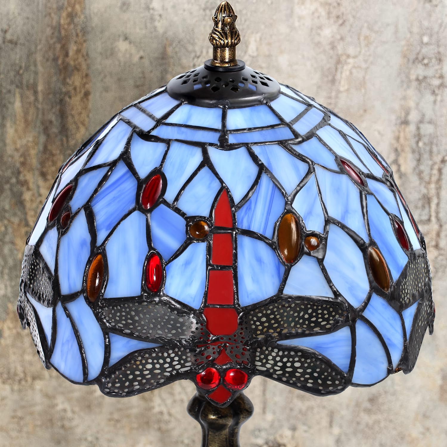 Lampada in stile Stained Glass Lamp, Creativo Pastorale Minimalista Stil, soggiorno, bar Lampada da tavolo con luce spina mediterranea, Lampadina E27 NON inclusa