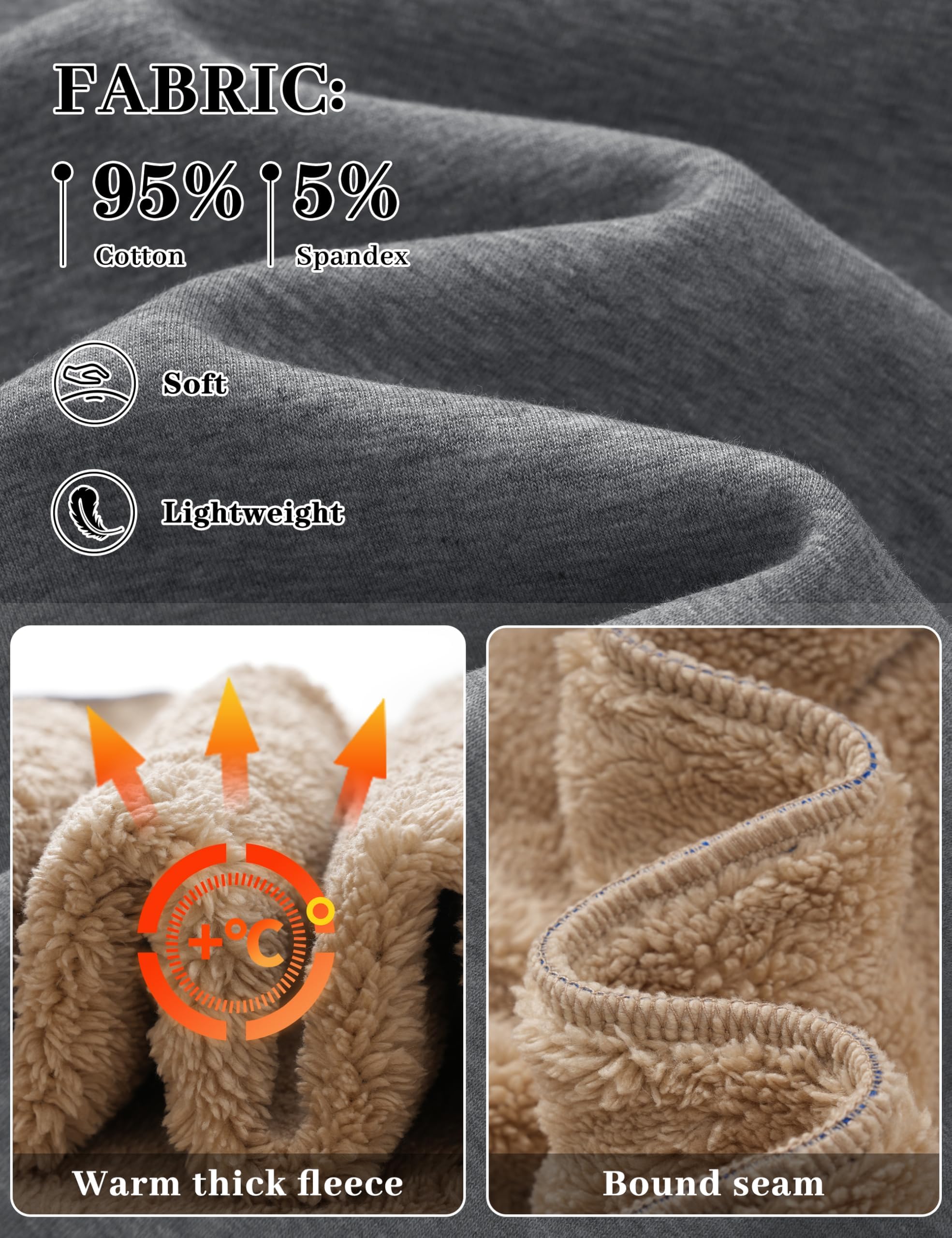 TACVASEN Herren Warme Fleece Pullover Sweatshirts Winter Langarm Shirts mit Fleecefutter