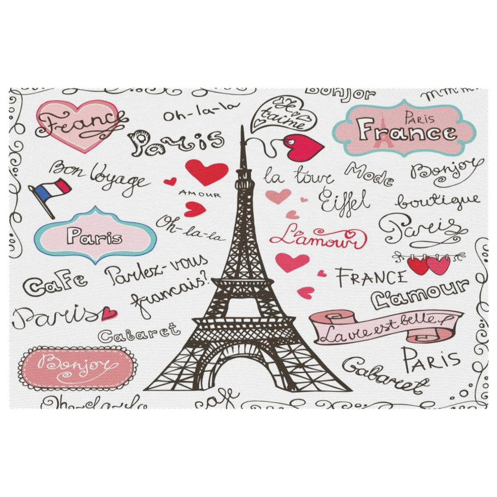 Sets de table voyage français Bonjour Paris lot de 6 pièces de 30x45 cm