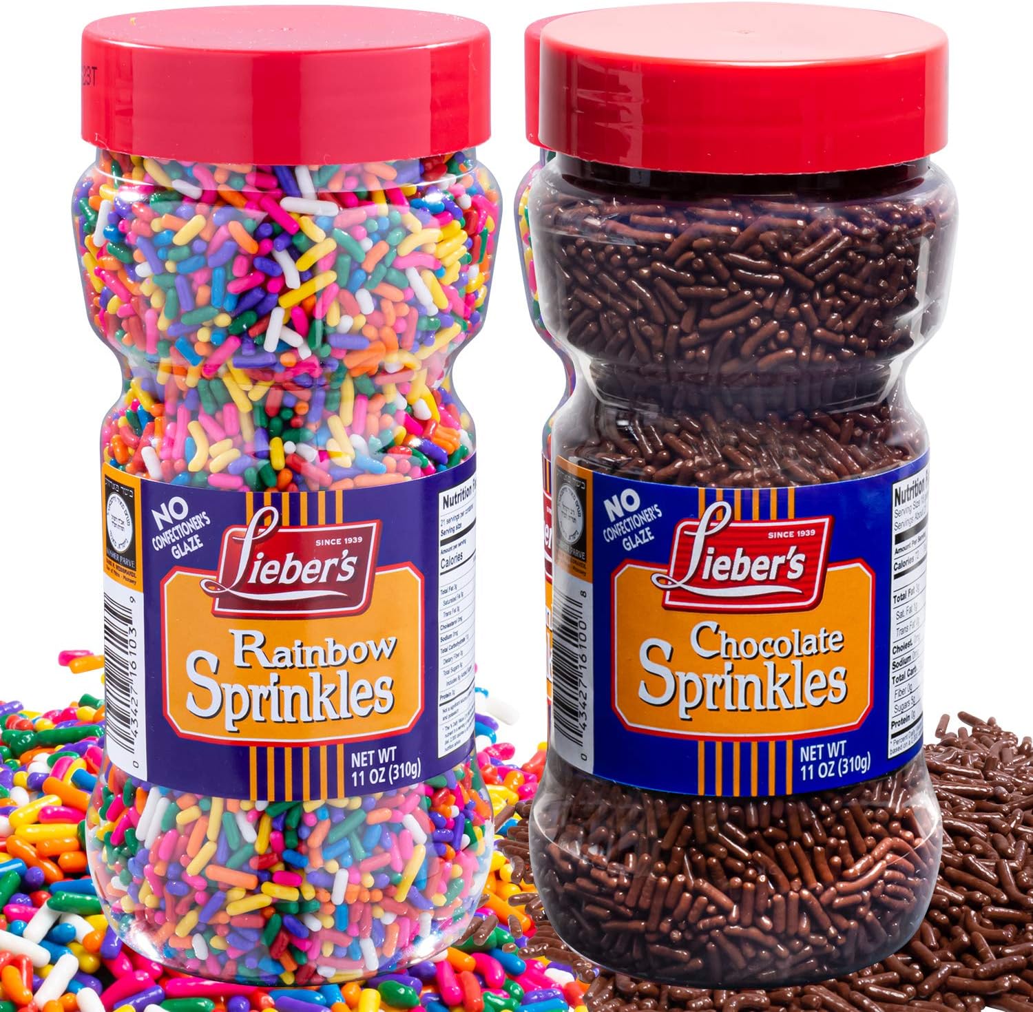 Lieber's Rainbow & Chocolate Sprinkles Bundle Pack | Tasty Colorful & Chocolatey Jimmies Are A Great Dessert Topping For Cooking, Baking & Decorating Ice Cream | 10 Ounces