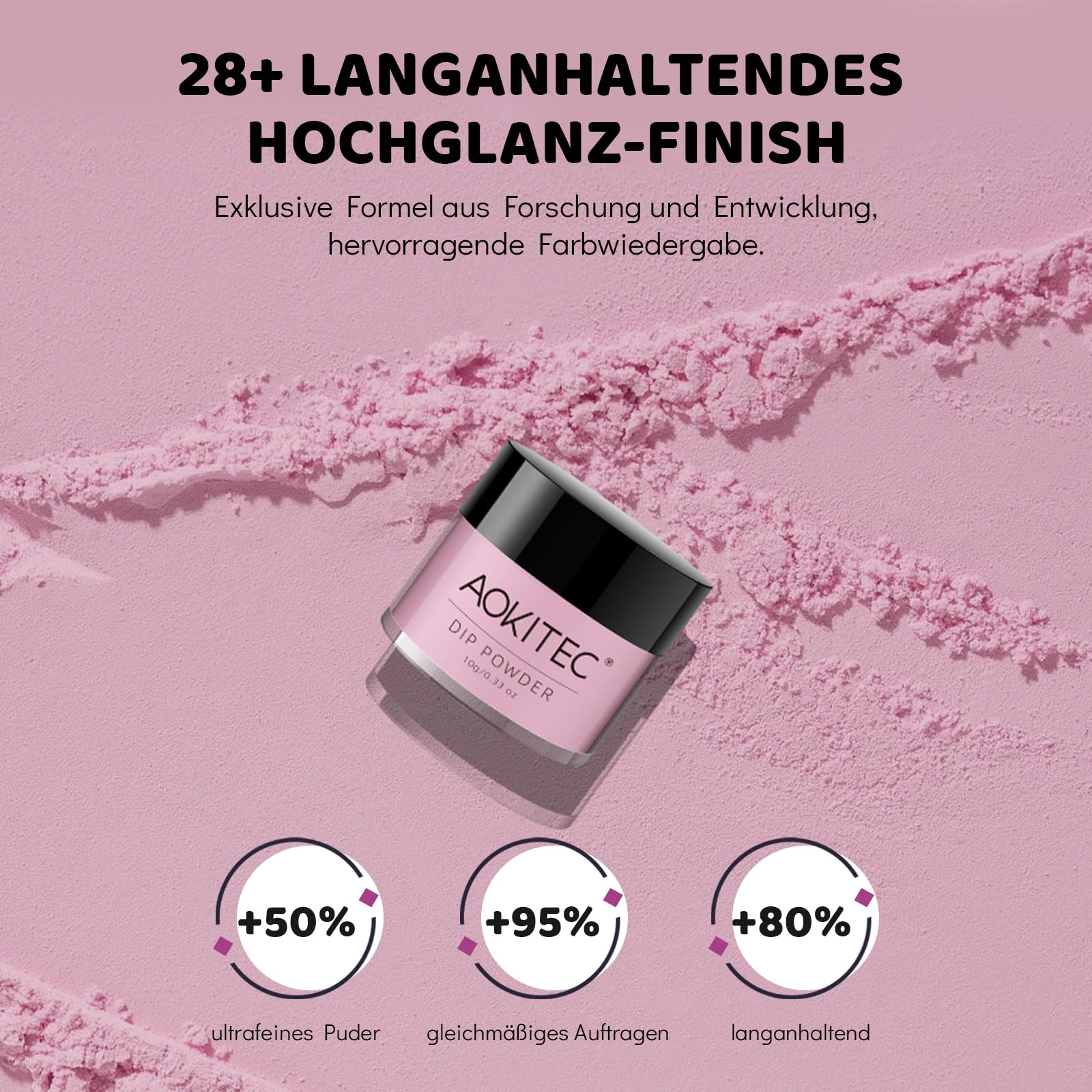 Aokitec Dipping Powder Nail Set – różowy i błyszczący proszek do dipów z płynną bazą do dip bazy, akcesoria do paznokci, zestaw do łatwego zabrania ze sobą, do samodzielnego wykonania paznokci