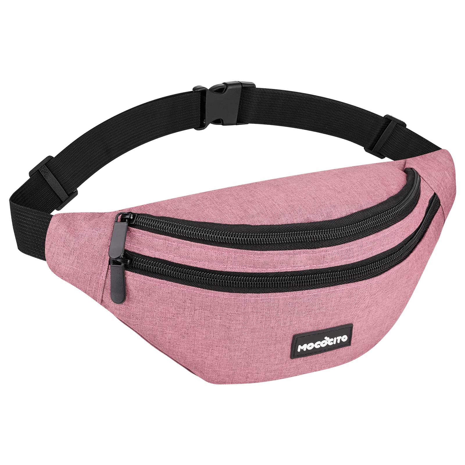 MOCOCITO Marsupio Sportivo Uomo Donna Grande con 4 Zip Tasche Cintura Regolabile e Fibbia a Sgancio Rapido Waist Bag in Nylon Impermeabile per Ciclismo Running