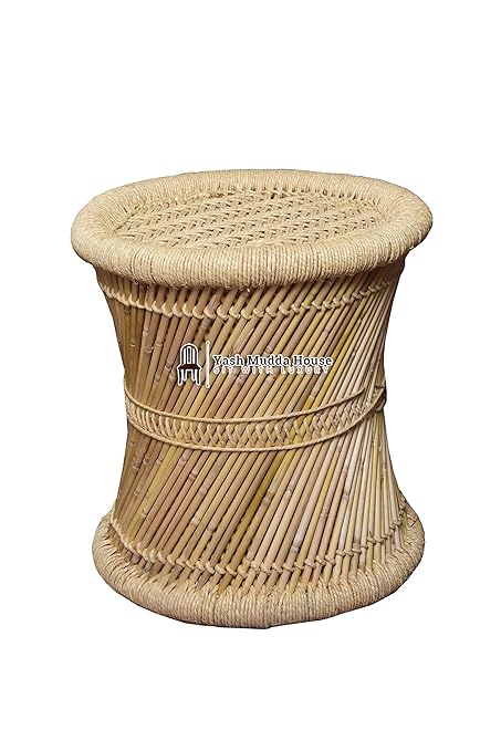 Generic Yash Mudda House Cane Bar Stool Mudda For Outdoor&Garden Balcony Furniture (Pack Of 1)(Bamboo)