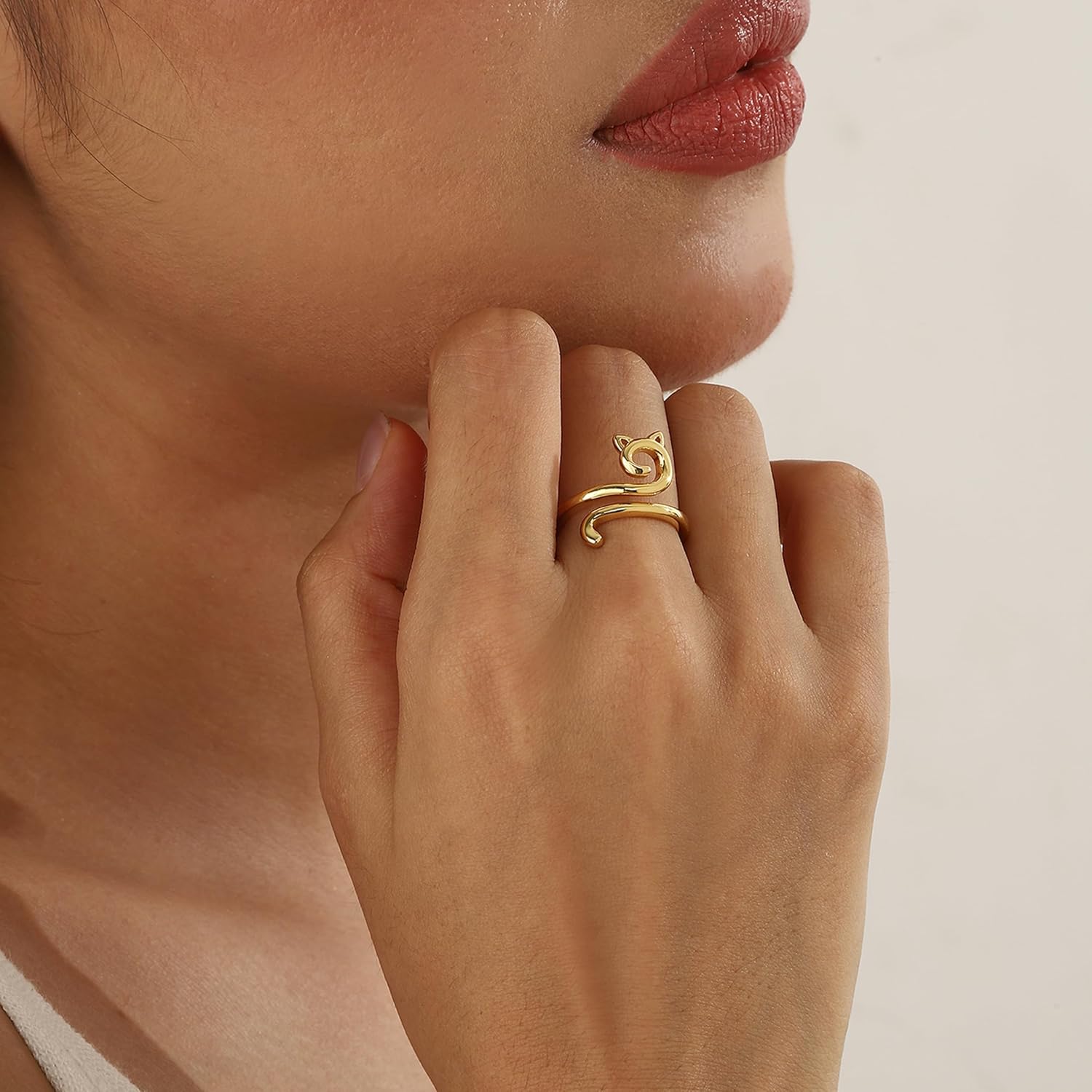 beautlace Cute Cat Adjustable Rings 18K Gold/Silver/Black Gun Plated Lovely Cats Animals Open Ring Jewelry for Women KR0029 - Image 9