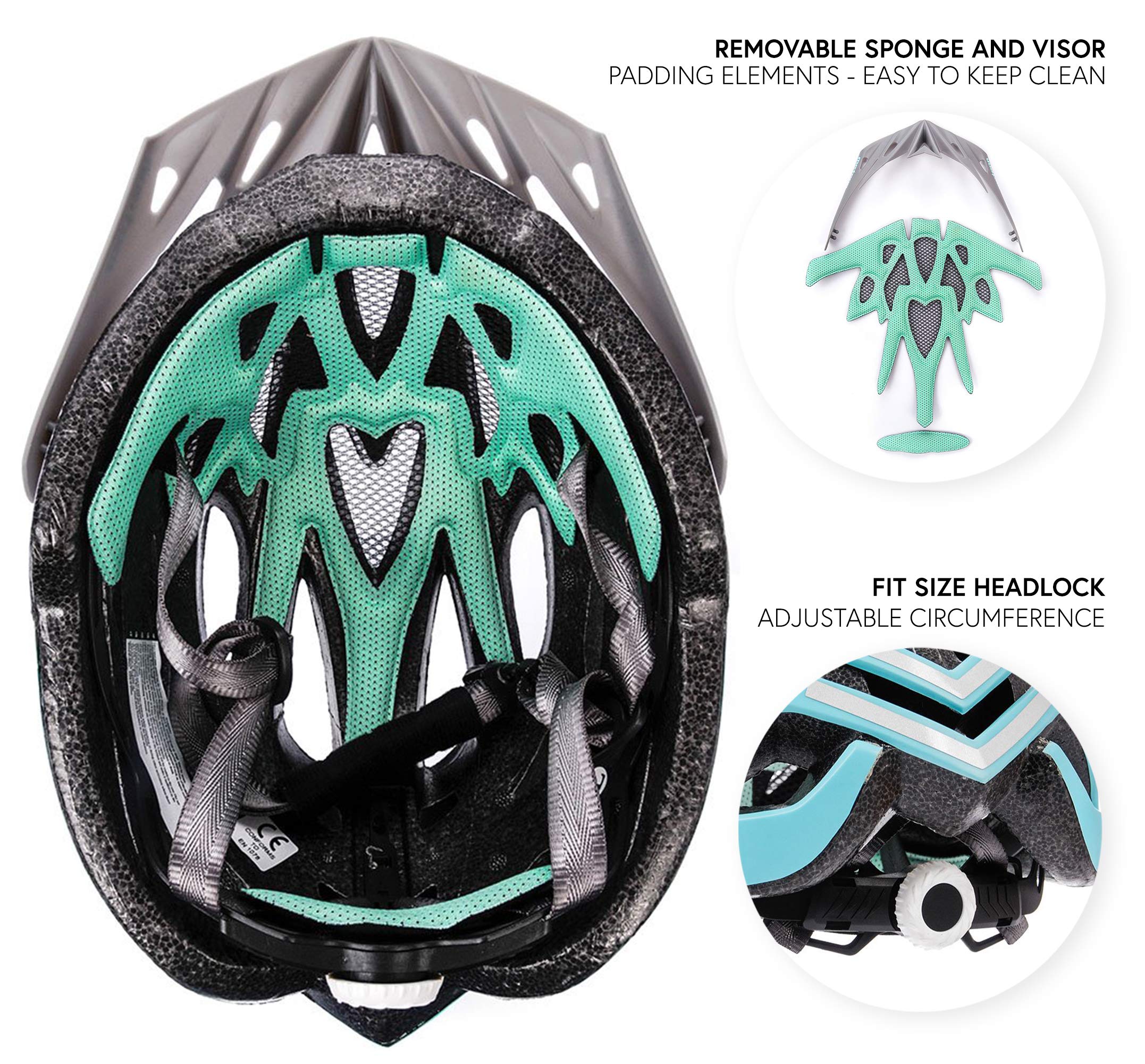 Meteor Casco Bici Ideale per Giovani e Adulti Donna e Uomo Caschi Perfetto per Downhill Enduro MTB Scooter Helmet per Tutte Le Forme di attività in Bicicletta Marven