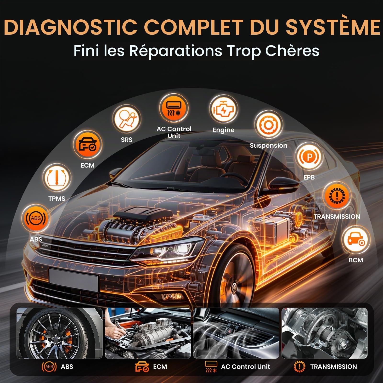 ANCEL VD700 Valise Diagnostic Auto, 8 Reset pour Voiture VW Audi Skoda Seat