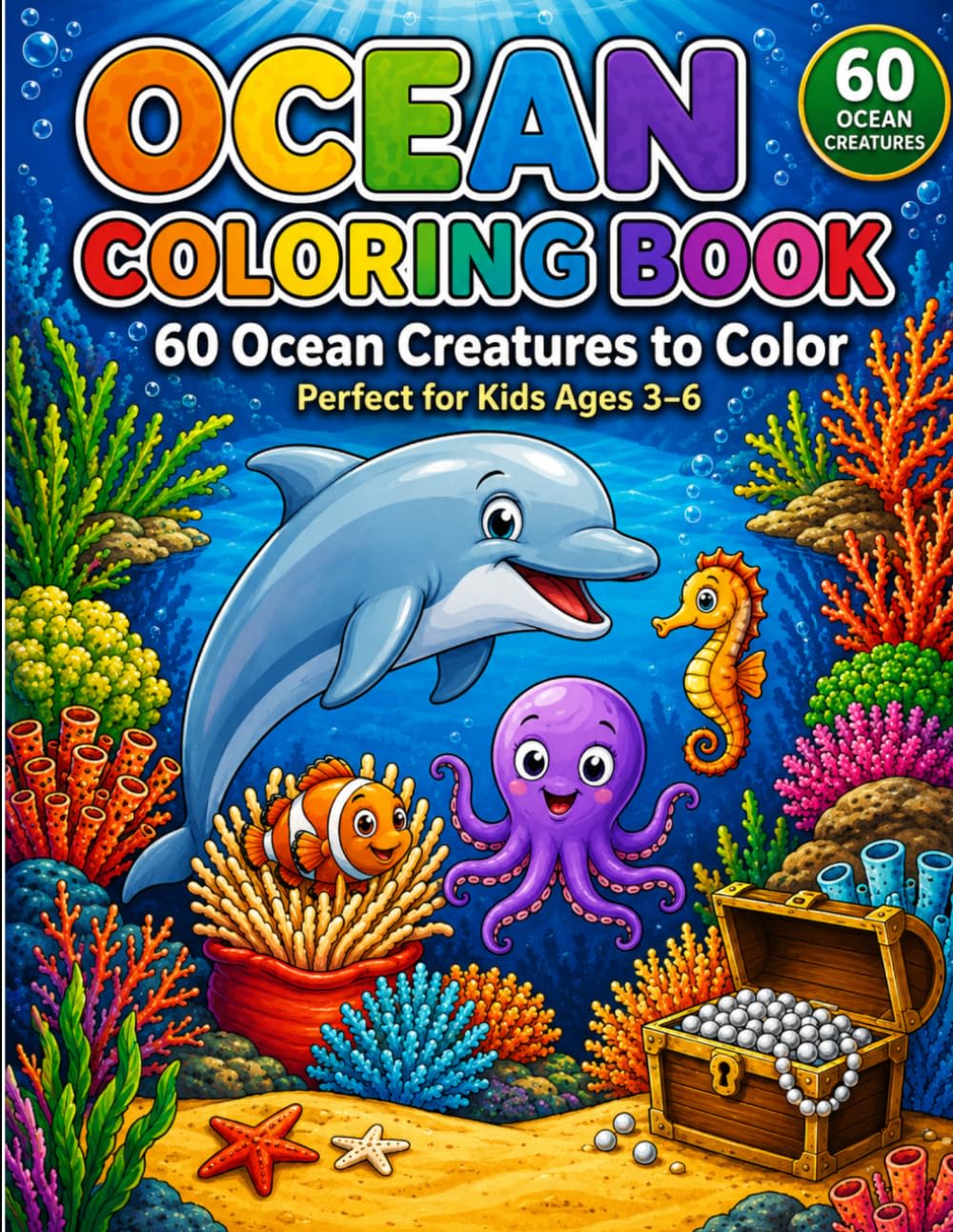 The Big Ocean Coloring Book for Little Explorers: 60 Ocean Creatures to Discover & Color: Color, Learn & Explore 60 Amazing Sea Creatures