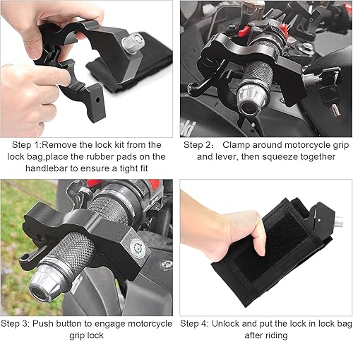 Miniatura 5 de Cerraduras de motocicleta resistentes  Cerraduras antirrobo de acelerador y freno para accesorios de motocross, ciclomotor, scooter y ATV