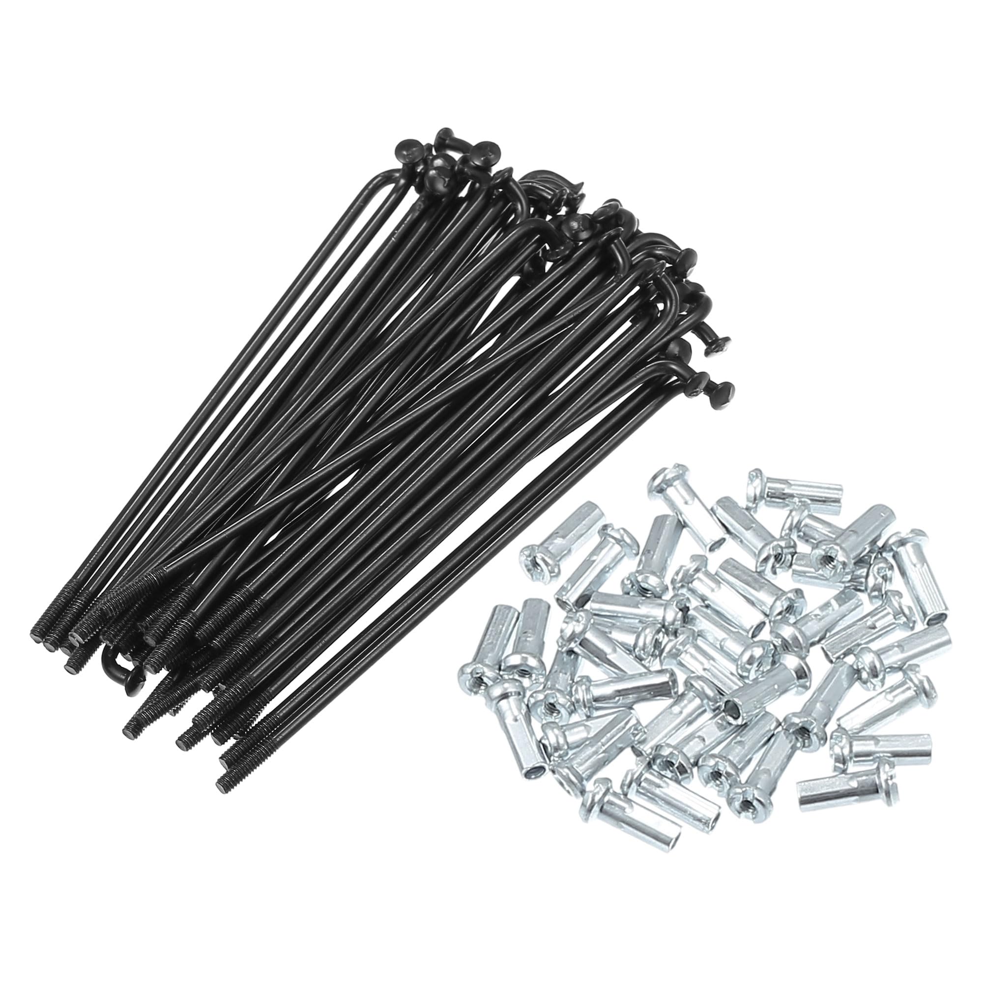 X AUTOHAUX 12pcs 14G J Bend Bike Steel Spokes 3.07" Cycle Spokes with Nipples — image 1