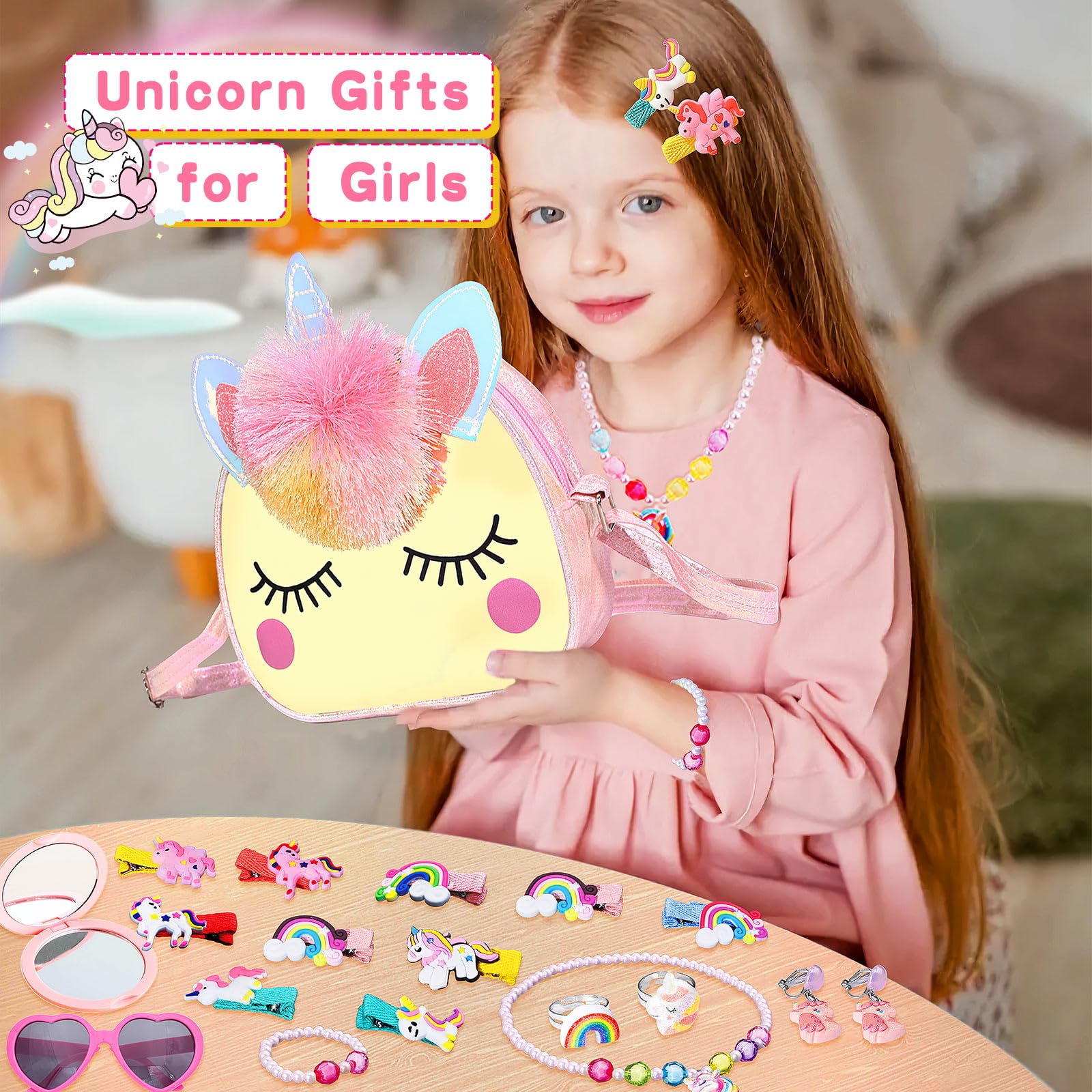 Juguetes de unicornio para niñas de 4 a 10 años - Bolsa con juego de joyas 6