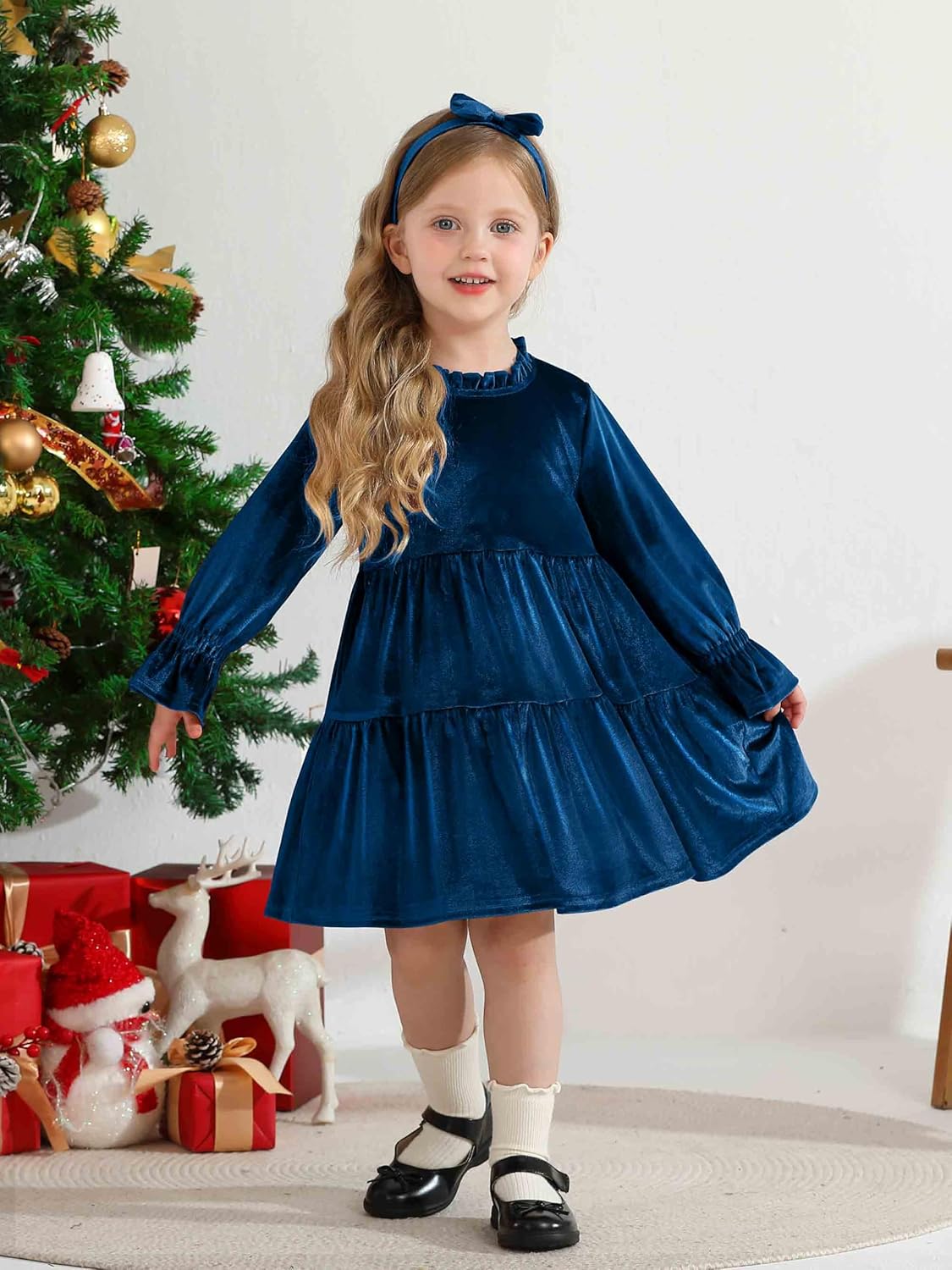 Baby and Toddler Girls Velvet Dresses Christmas Dress Long Sleeve Birthday Party Playwear Dress Fall Winter Clothes - Image 7