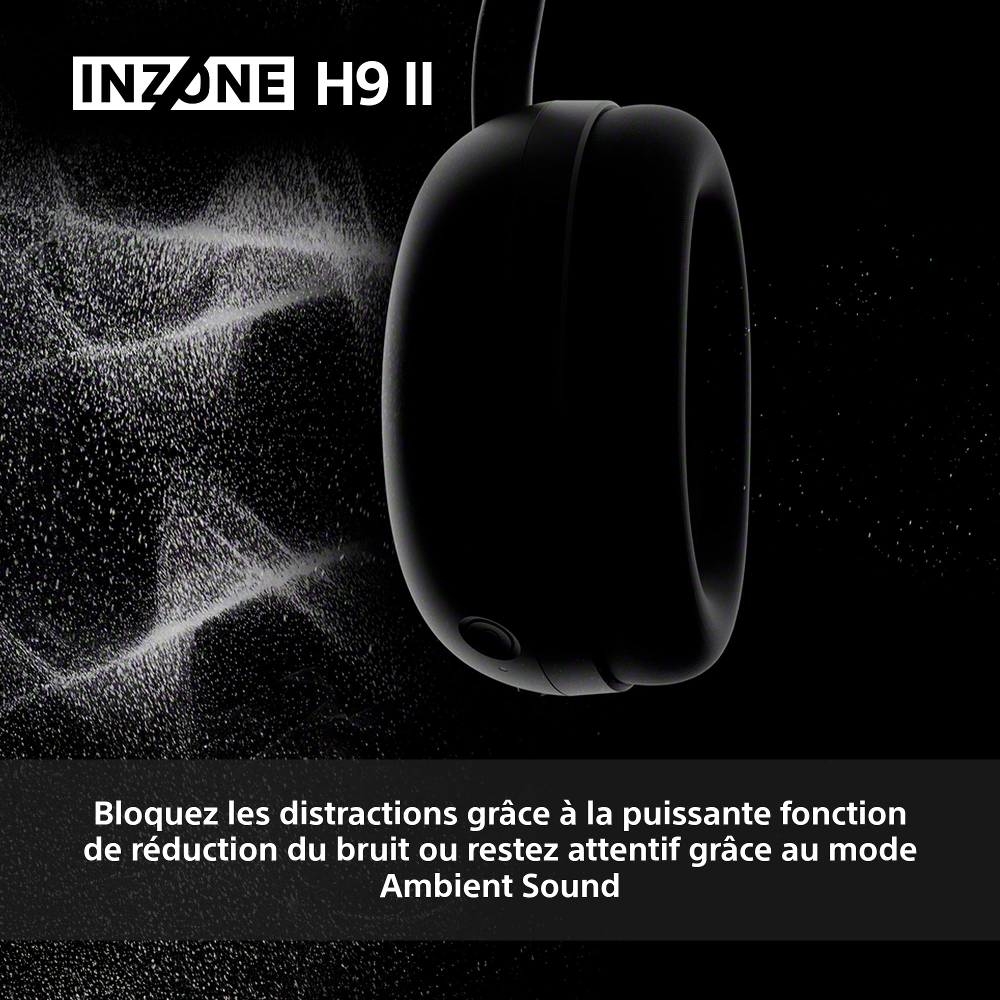Sony INZONE H9 II- Casque Gaming PC sans Fil à réduction de Bruit Sony, léger, Micro cardioïde IA détachable, 2,4 GHz et Bluetooth, Housse Souple, pour PC, PS5, Switch et Mobile, Blanc