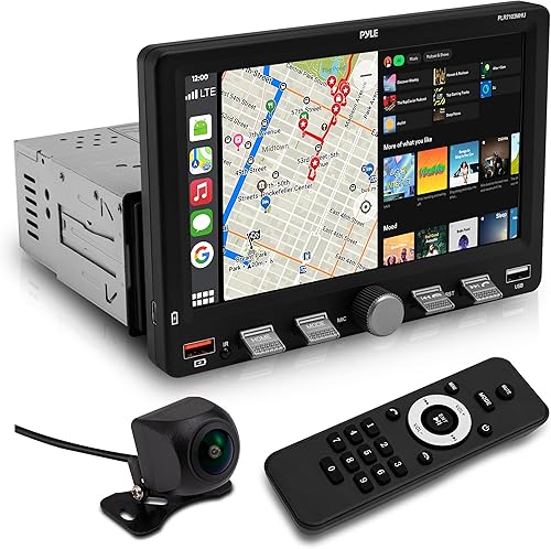 Pyle Autoradio Single DIN Écran Tactile 17,8 cm – Apple CarPlay sans Fil et Andr