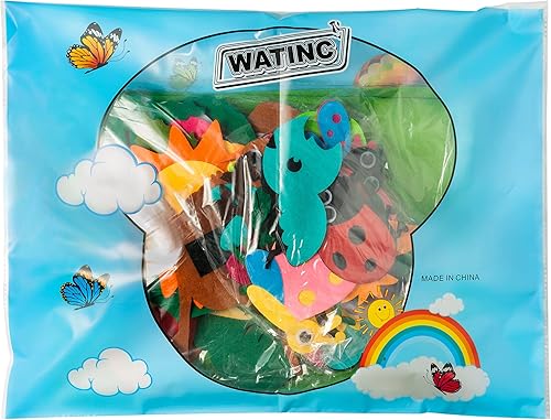 Vista 5 de WATINC Juego de historia de tablero de fieltro para enseñanza de insectos, 3.5 pies, 45 piezas, animales preescolares, oruga, abeja, mariposa