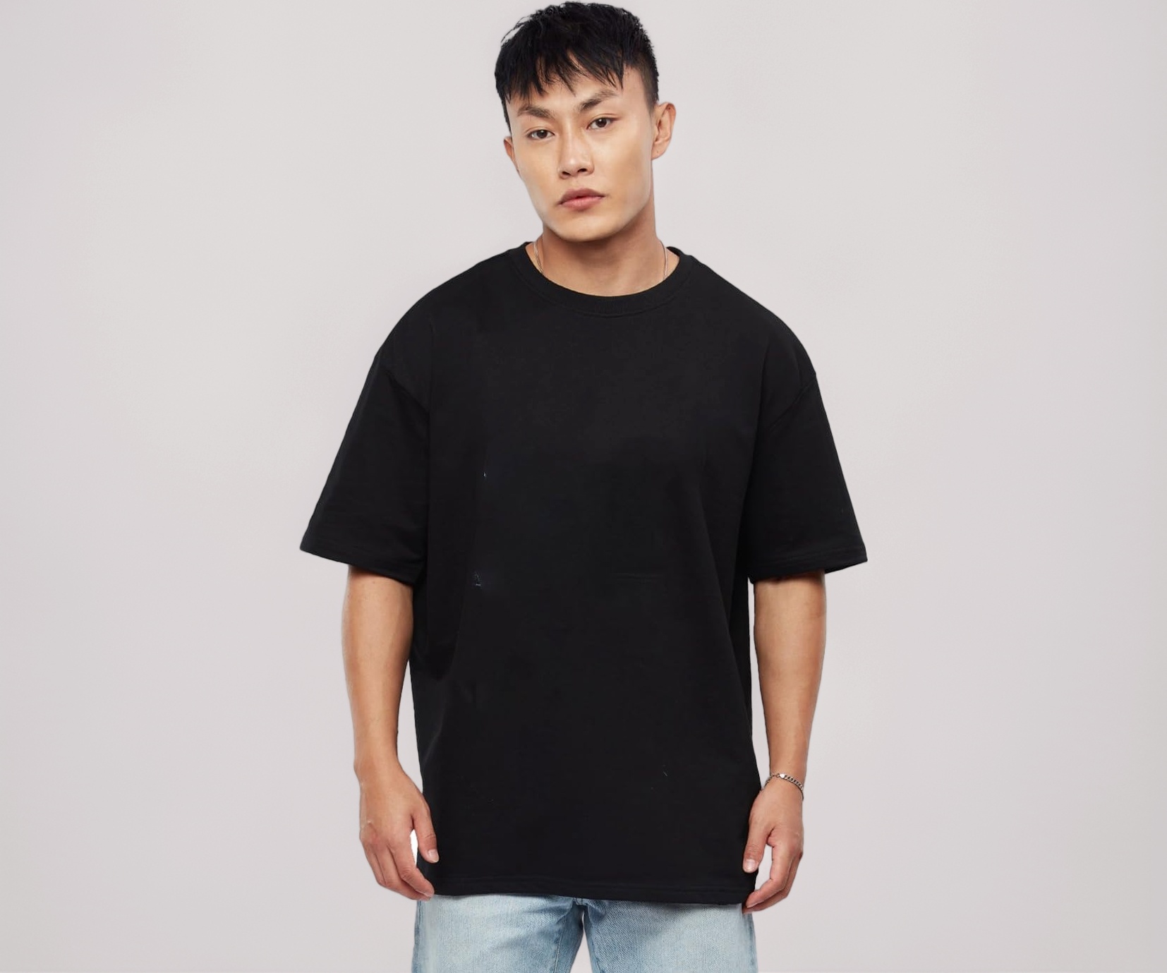 Buy crazymonk Oversized Baggy Fit Drop Shoulder Half Sleeves Round