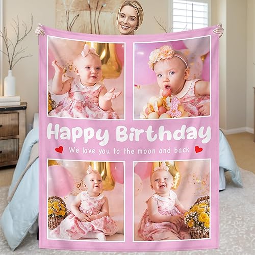 Manta personalizada para cumpleaños de bebés y niños, mantas de fotos personalizadas para regalo de cumpleaños de novia