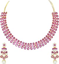Atasi International Alloy Choker Necklace Jewellery Set with Earrings | Best Suited for Party, Wedding, and Festive Occasions for Women