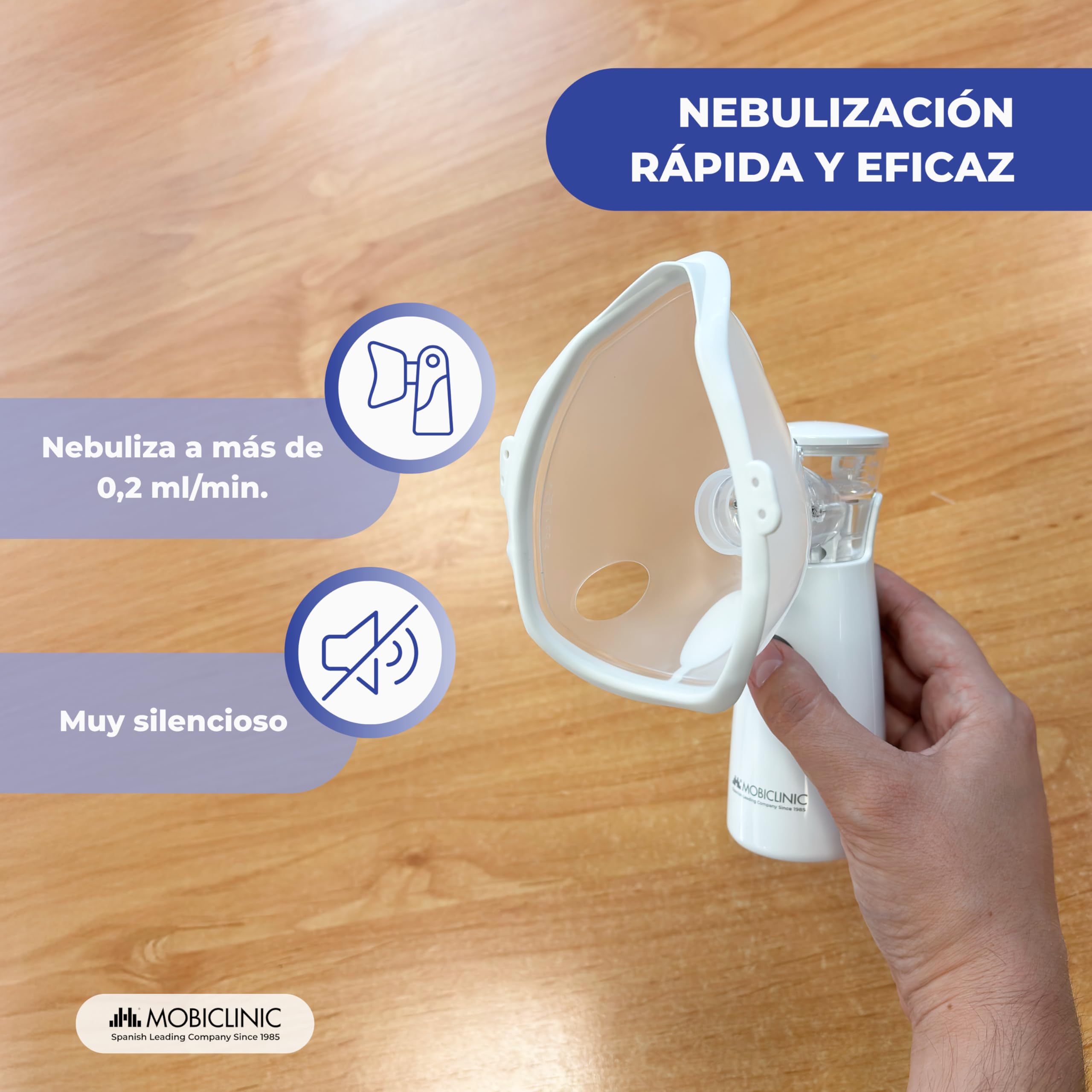 Mobiclinic®, Nebulizador Portátil, Boquilla y 2 Mascarillas, Adultos y Niños, Estuche de Transporte, Silencioso, Compacto, Asma, Nebumobi1