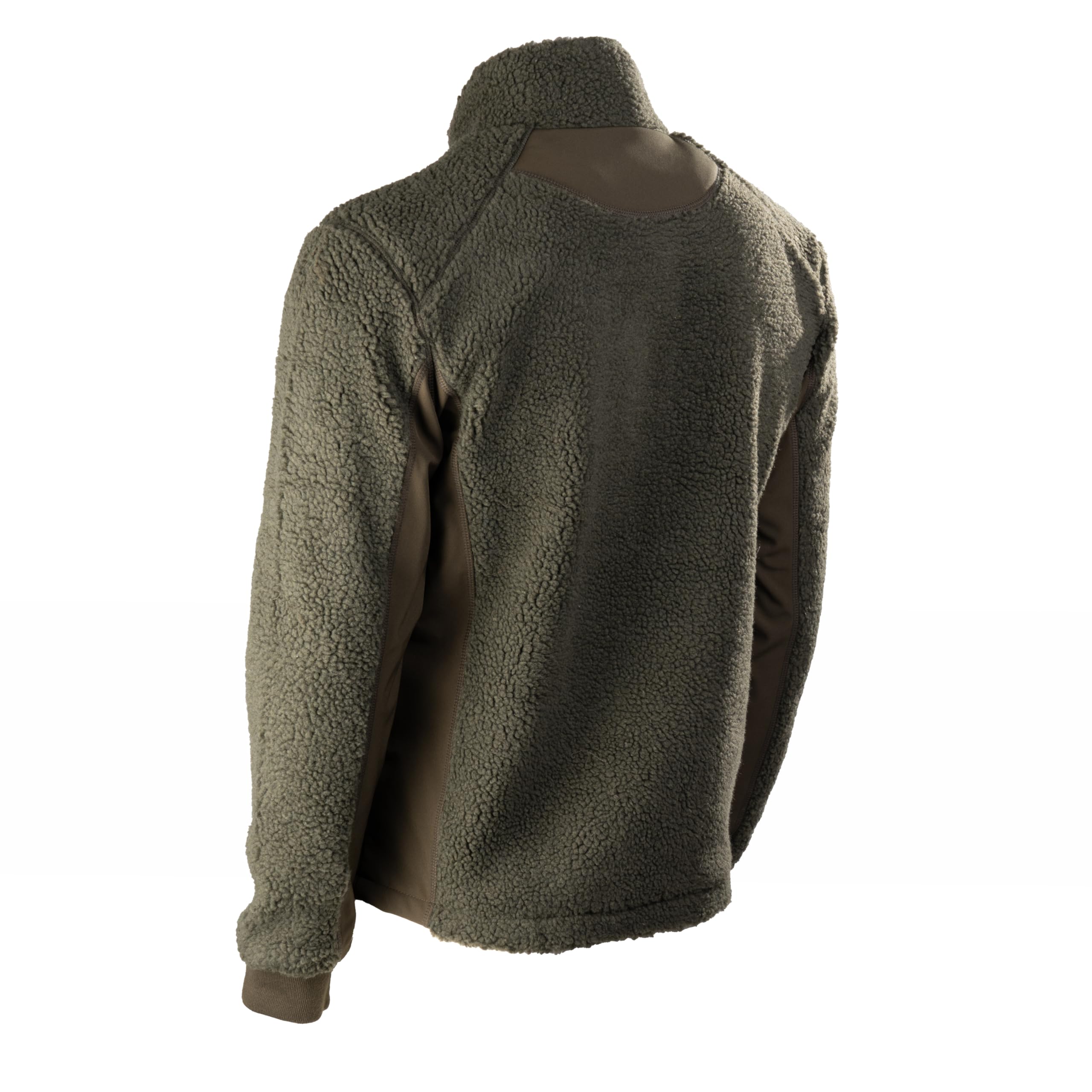Mil-Tec BEARFORCE Kälteschutzjacke Teddy Fleece • Outdoor Fleecejacke Herren • Warmes Sherpa-Fleece mit Innenfutter & Softshell-Einsätzen • Hoher Kragen & Reißverschlusstaschen • Oliv/Schwarz, S–3XL
