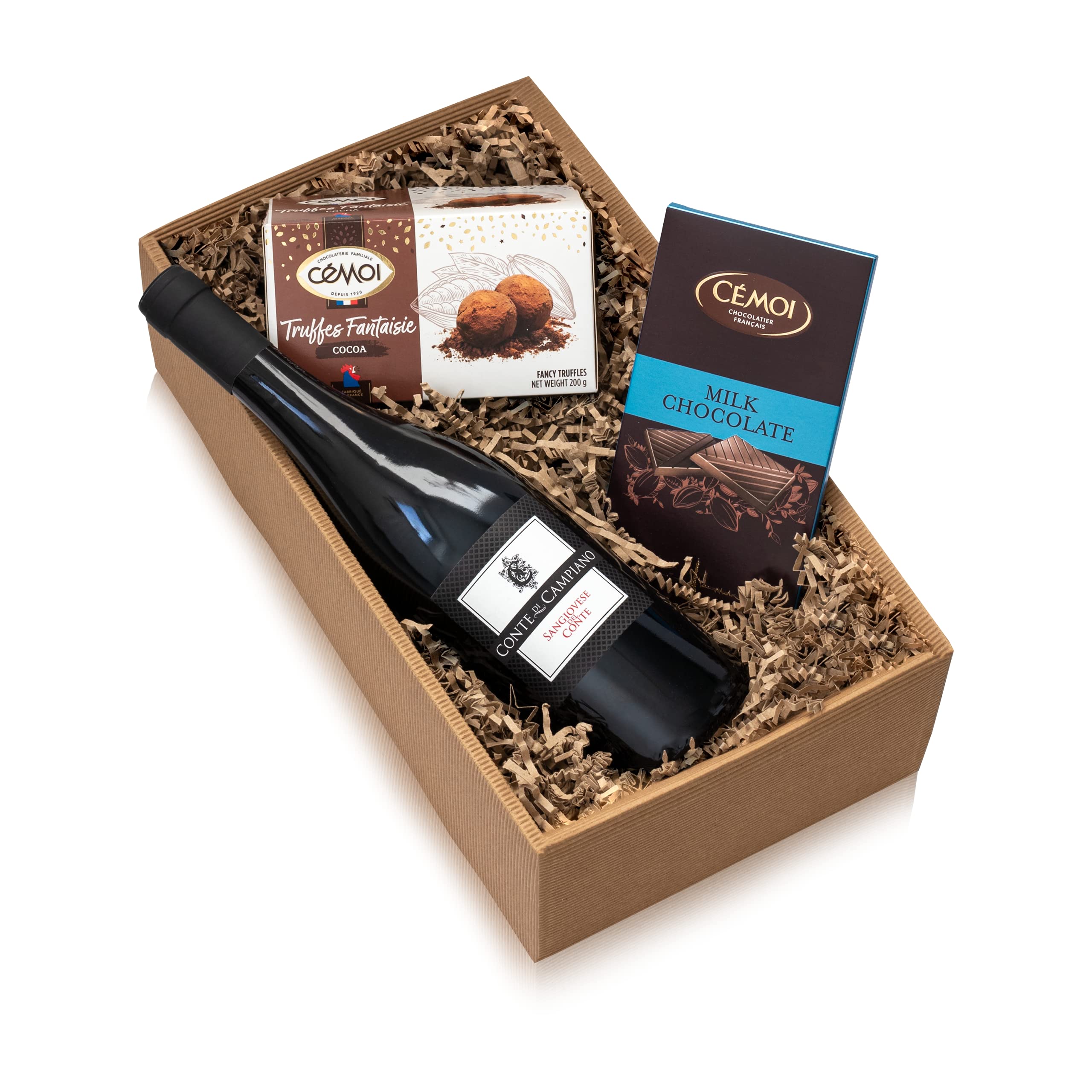 Geschenk-Set "Nudelliebe" Geschenk Korb mit Spaghetti di Semola, Gewürzmischung, Tomatensauce und Primitivo & Präsentkorb „Gaumenfreude“ Italienischer Rotwein Sangiovese