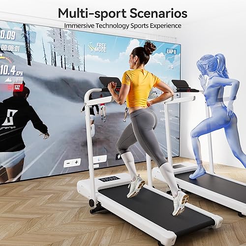 Miniatura 8 de Caminadora 3 en 1 - Cinta de correr plegable de 3.0 HP para el hogar, fácil de almacenar, capacidad de 300 libras debajo del escritorio, instalación
