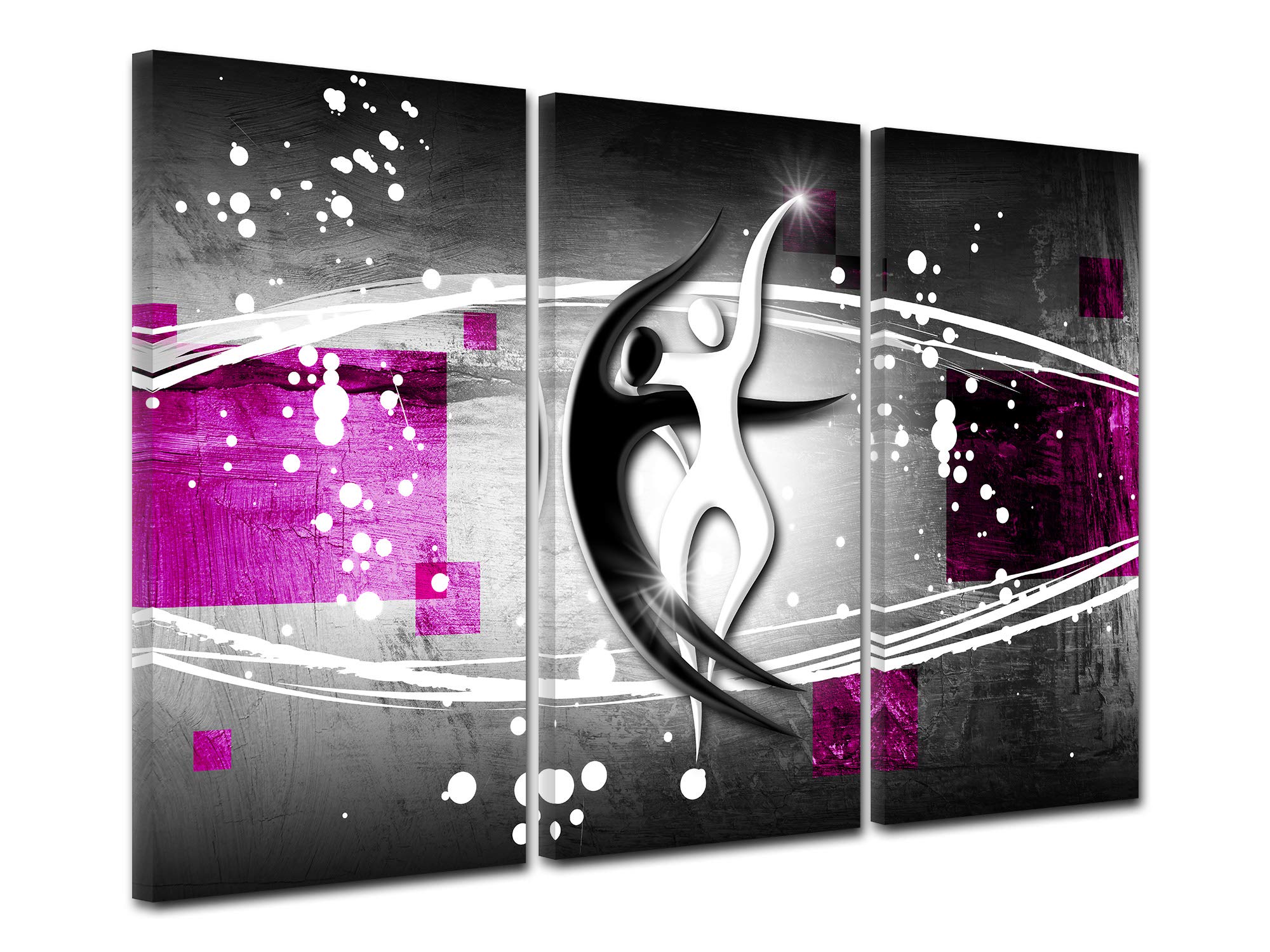 DECLINA, Cuadro decorativo, Lienzo de pared, Cuadro Salón Deco, Cuadro Deco Tríptico Abstracto, 150 x 100 cm, Violeta