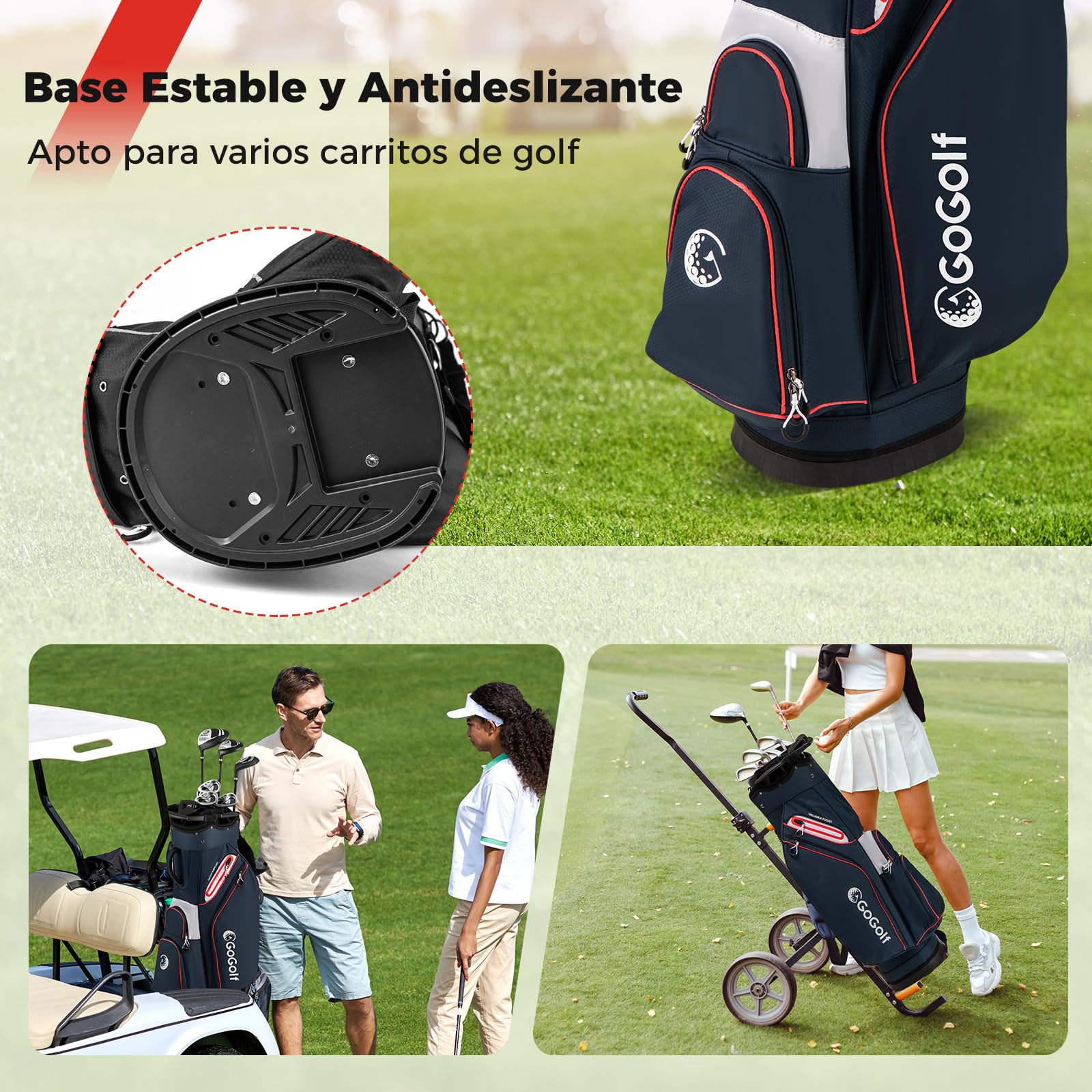 GYMAX Bolsa de Golf con 14 Divisores, Portátil para Organizar Palos con Funda Impermeable, 6 Bolsillos con Cremallera, Porta Toallas, Porta Guantes Paraguas