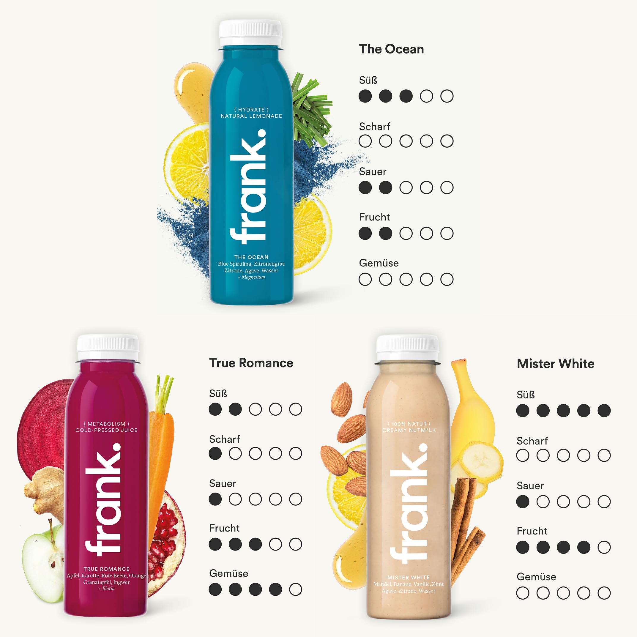 Frank Juice Saftkur Probierpaket 10x 330ml Kaltgepresste Säfte Obst Gemüse ohne Zusätze