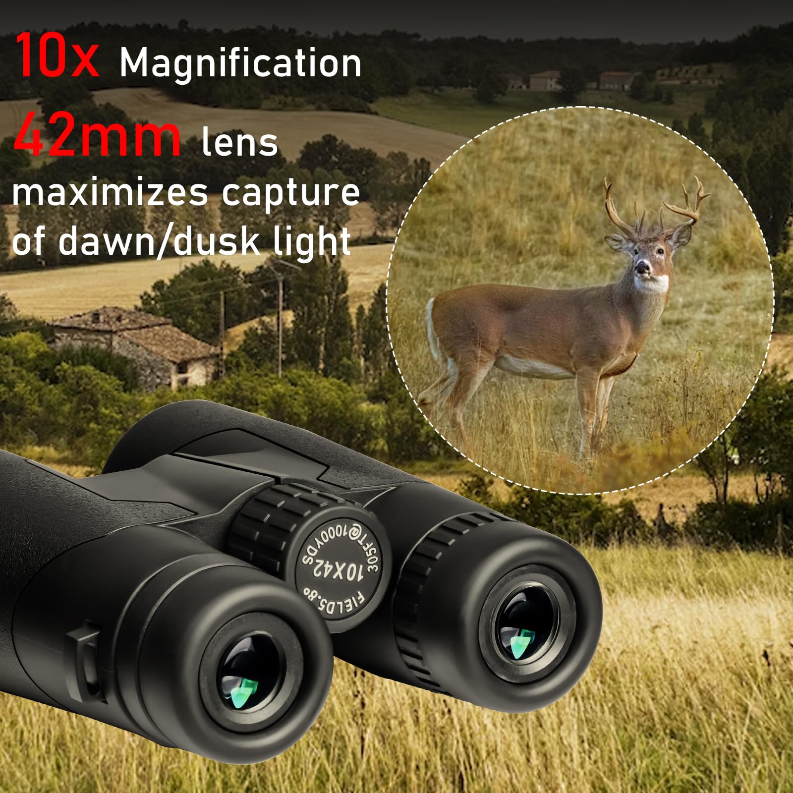 TRV Hochleistungsfernglas 10x42 für Erwachsene mit Bak7-Prisma und BMC-Beschichtung Fernglas für Vogelbeobachtung, Wandern, Konzerte