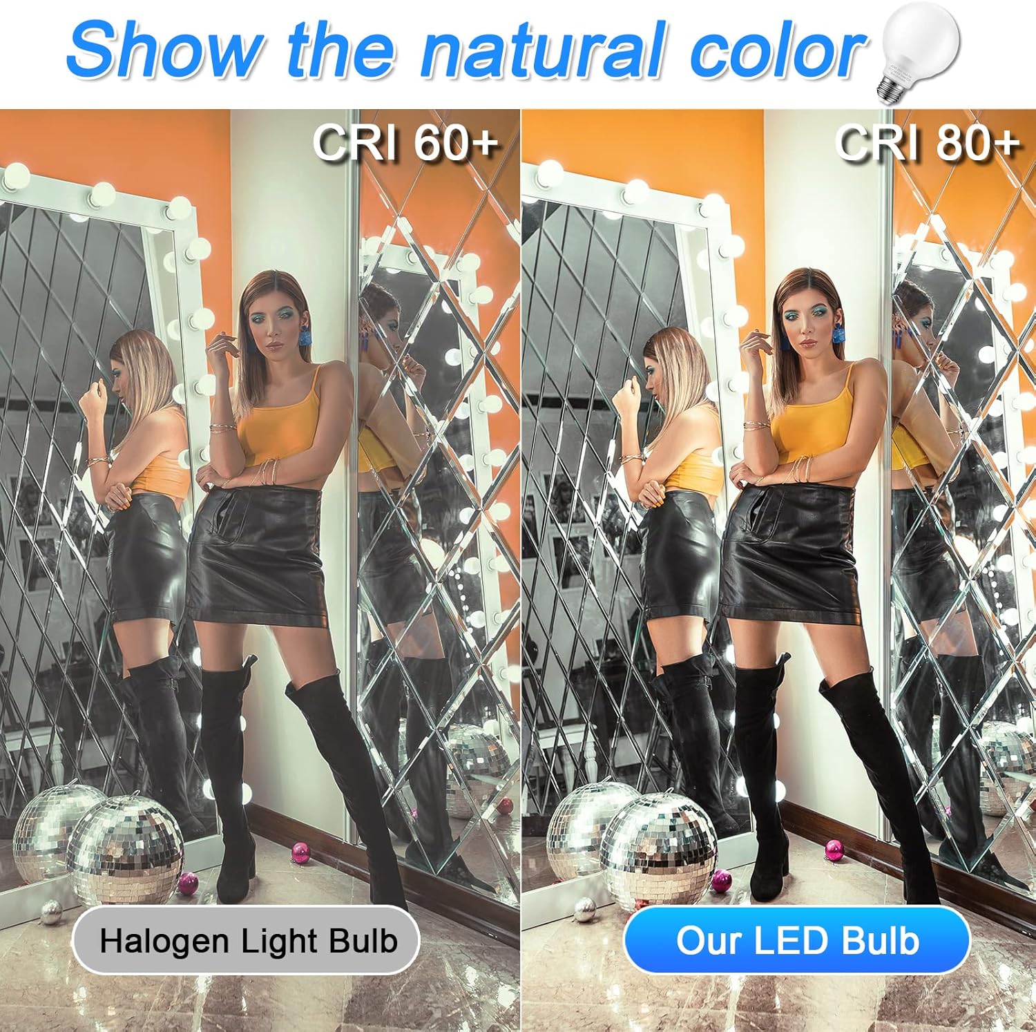 8 Pack Bathroom Light Bulbs, 60 watt Equivalent, E26 Medium Base, Daylight 5000K, G25 LED Globe Light Bulbs for Bathroom Vanity, 120V Round Light Bulb Over Mirror, Non-dimmable
