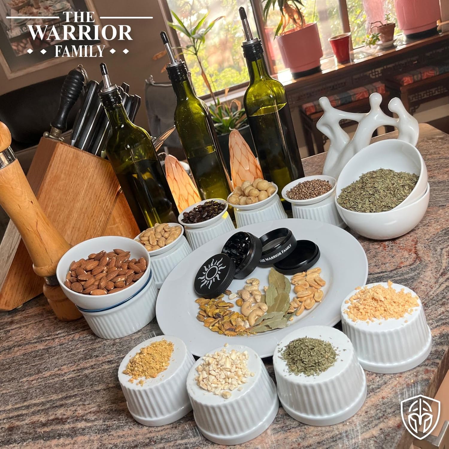 4-Piece Aluminum Herb Grinder – Manual Spice Grinder with Fine Pollen Catcher, Stainless Steel Mesh,Precision Mill & Secure Magnetic Lid for Culinary Herbs