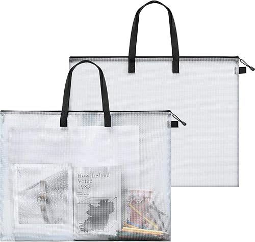 Outus Portafolio de arte - Bolsa de almacenamiento para pósteres, con asa y cremallera, organizador de 19 x 24 pulgadas, bolsa transparente para