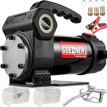 Upgraded 12V Diesel Transfer Pump - 15 GPM Self-Priming Kit with Manual Nozzle, Heavy-Duty Fuel Pump for Trucks, Tractors, Boats, Farm & Job Sites