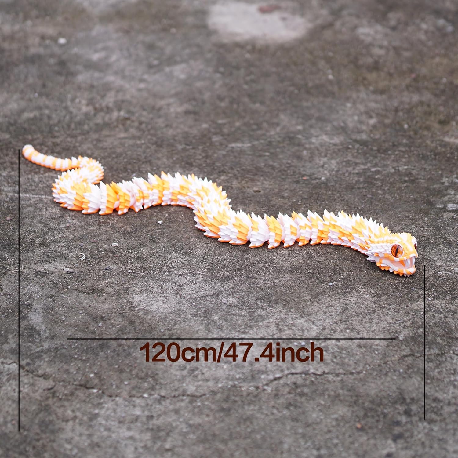 Super Large 3D Printed snake with a movable mouth,47.4inch,Flexible Realistic Articulated Animal Fidget Toys,Mystery Figurines Gifts ,Executive Desk Décor and Festival Collectible (WO 47.4inch)