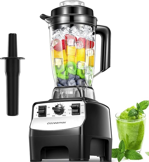 Blender Smoothie Maker, 2000W Professional Countertop Blender for Kitchen, 10 Speed Control, 2L BPA-Free Tritan Container, 8 Titanium Stainless Steel Blade for Ice/Soup/Nuts by Cozeemax