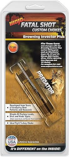 Miniatura 2 de MOJO Outdoors Fatal Shot Custom Predator - Tubo de estrangulador calibre 12, accesorios de caza, Browning Invector Plus, oro, FS104P